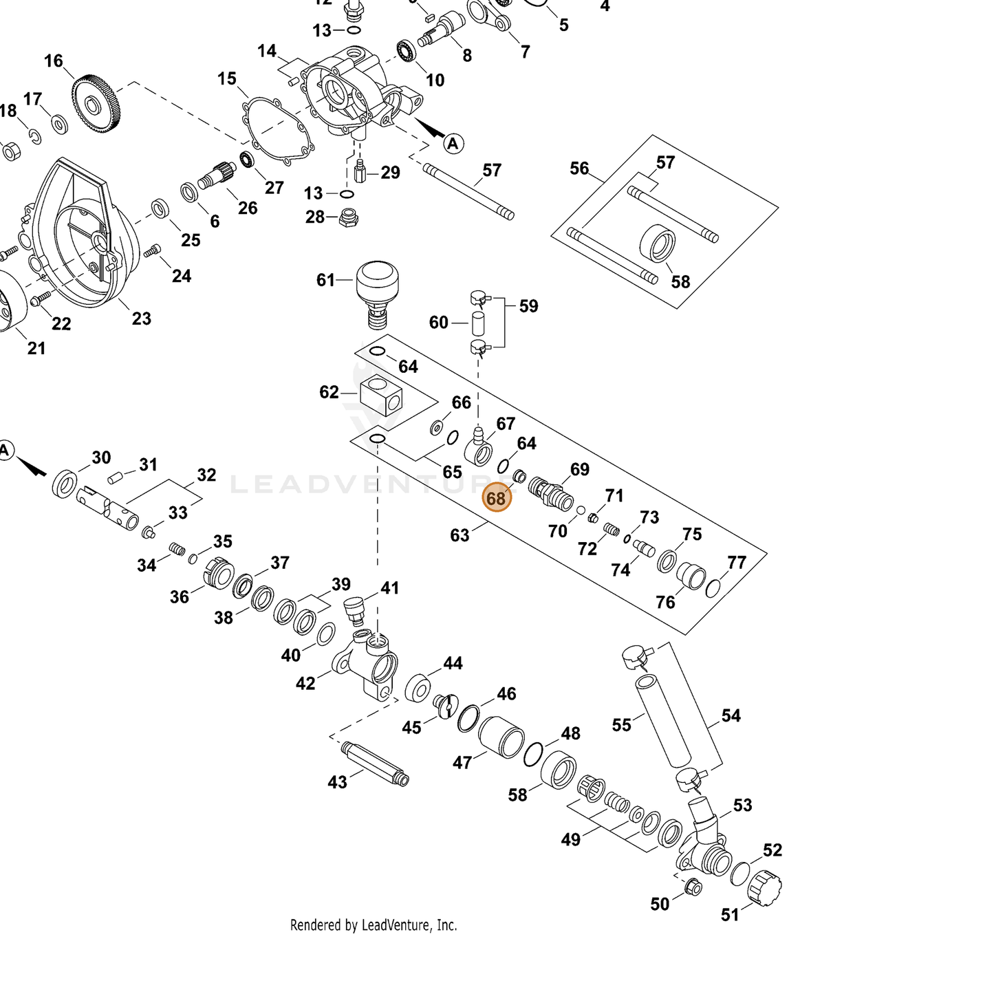 ECHO part 70602062012 — IPL diagram snippet (6x zoom, amber highlight)