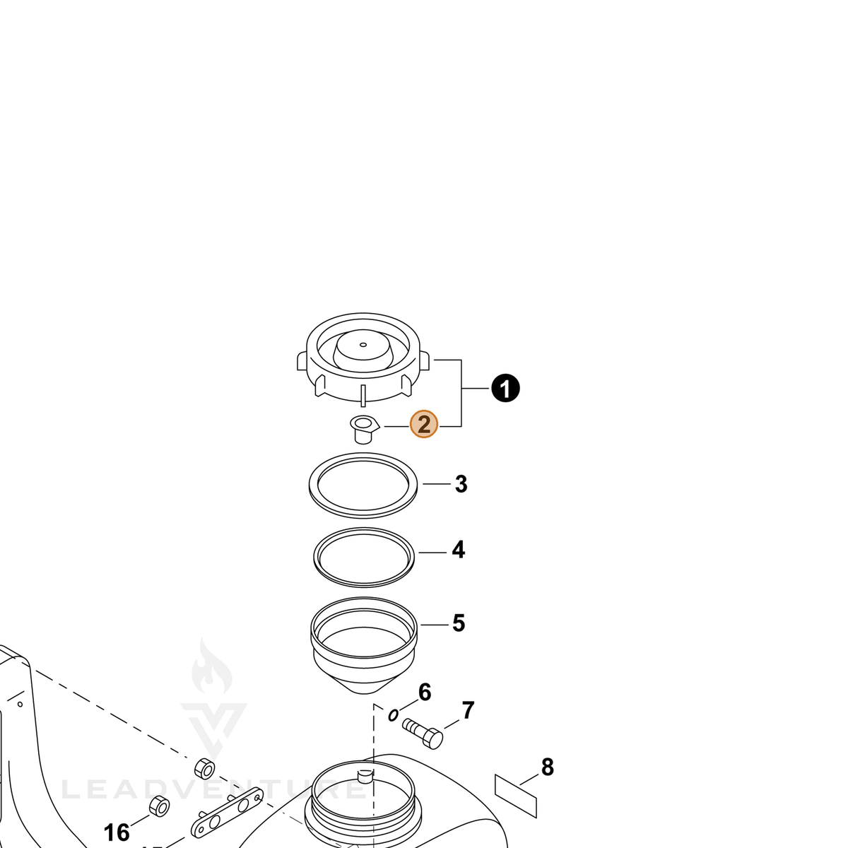 ECHO part 70604002760 — IPL diagram snippet (6x zoom, amber highlight)