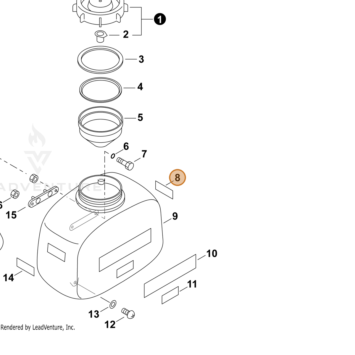ECHO part 70604005093 — IPL diagram snippet (6x zoom, amber highlight)