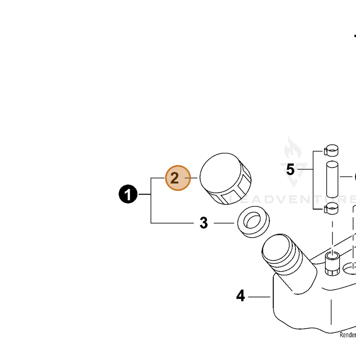 ECHO part 70604031761 — IPL diagram snippet (6x zoom, amber highlight)