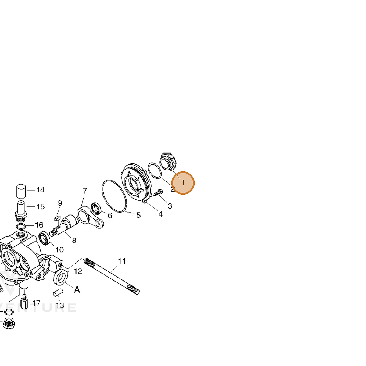 ECHO part 70615001951 — IPL diagram snippet (6x zoom, amber highlight)