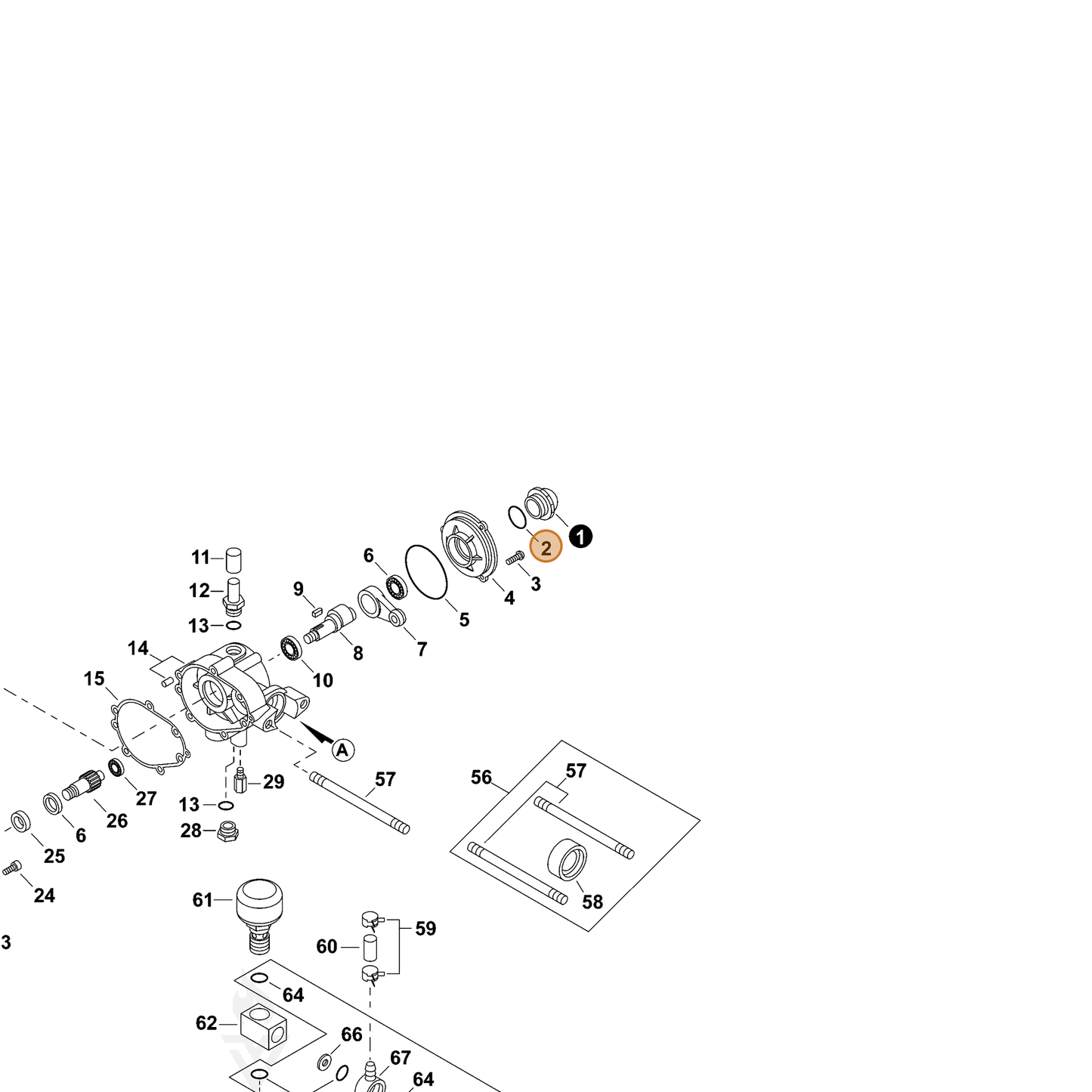 ECHO part 70615002781 — IPL diagram snippet (6x zoom, amber highlight)