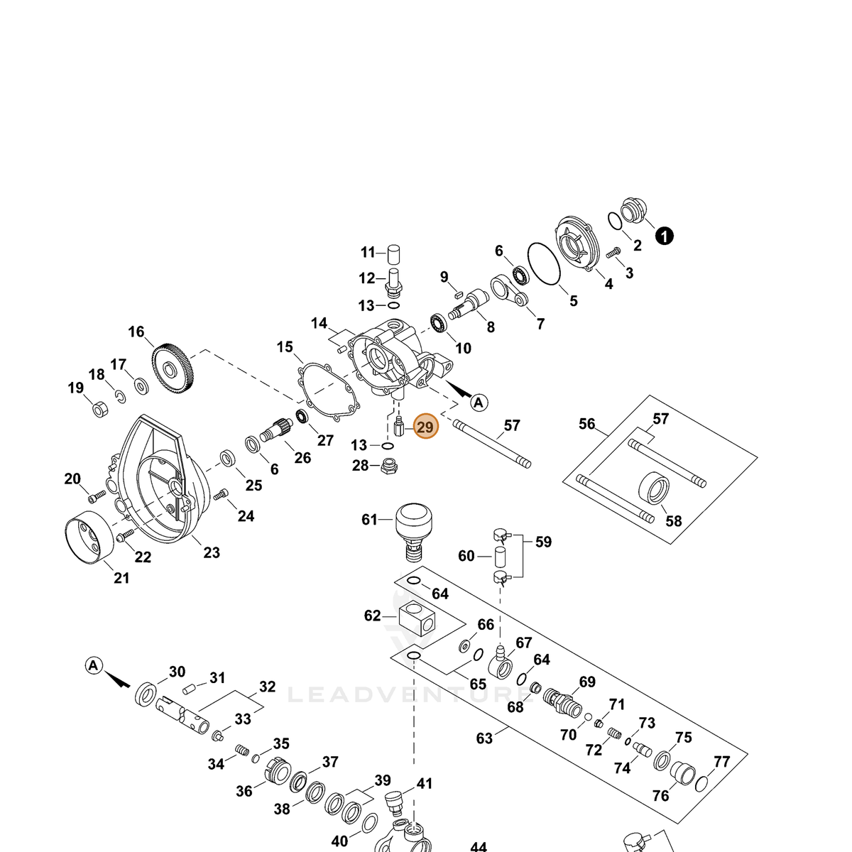 ECHO part 70615074950 — IPL diagram snippet (6x zoom, amber highlight)