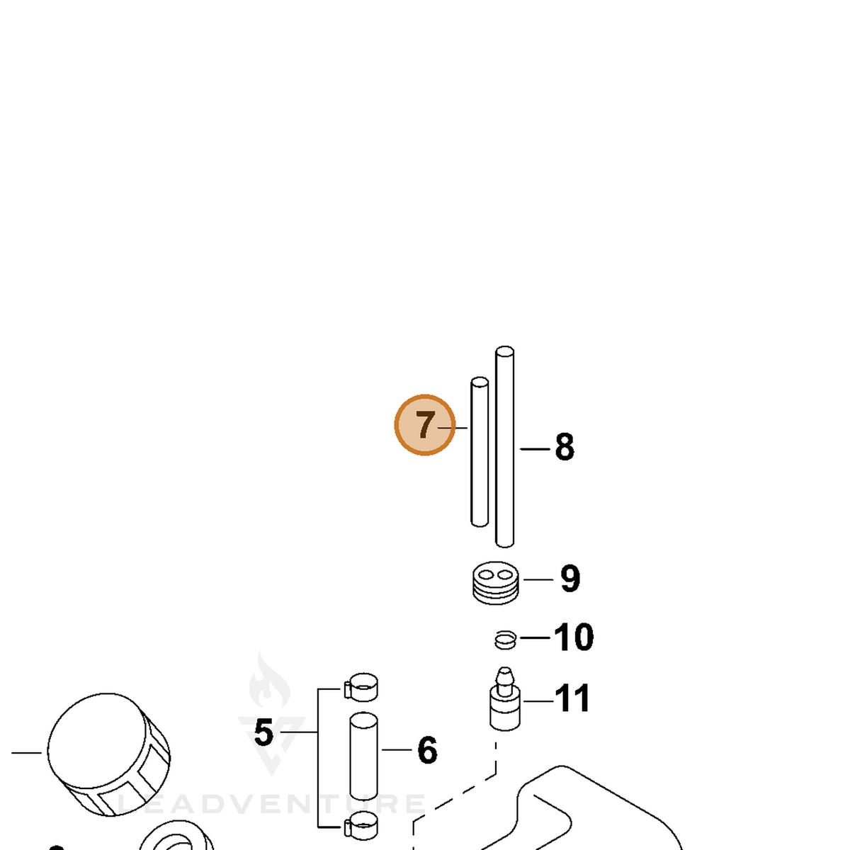 ECHO part 70616002061 — IPL diagram snippet (6x zoom, amber highlight)