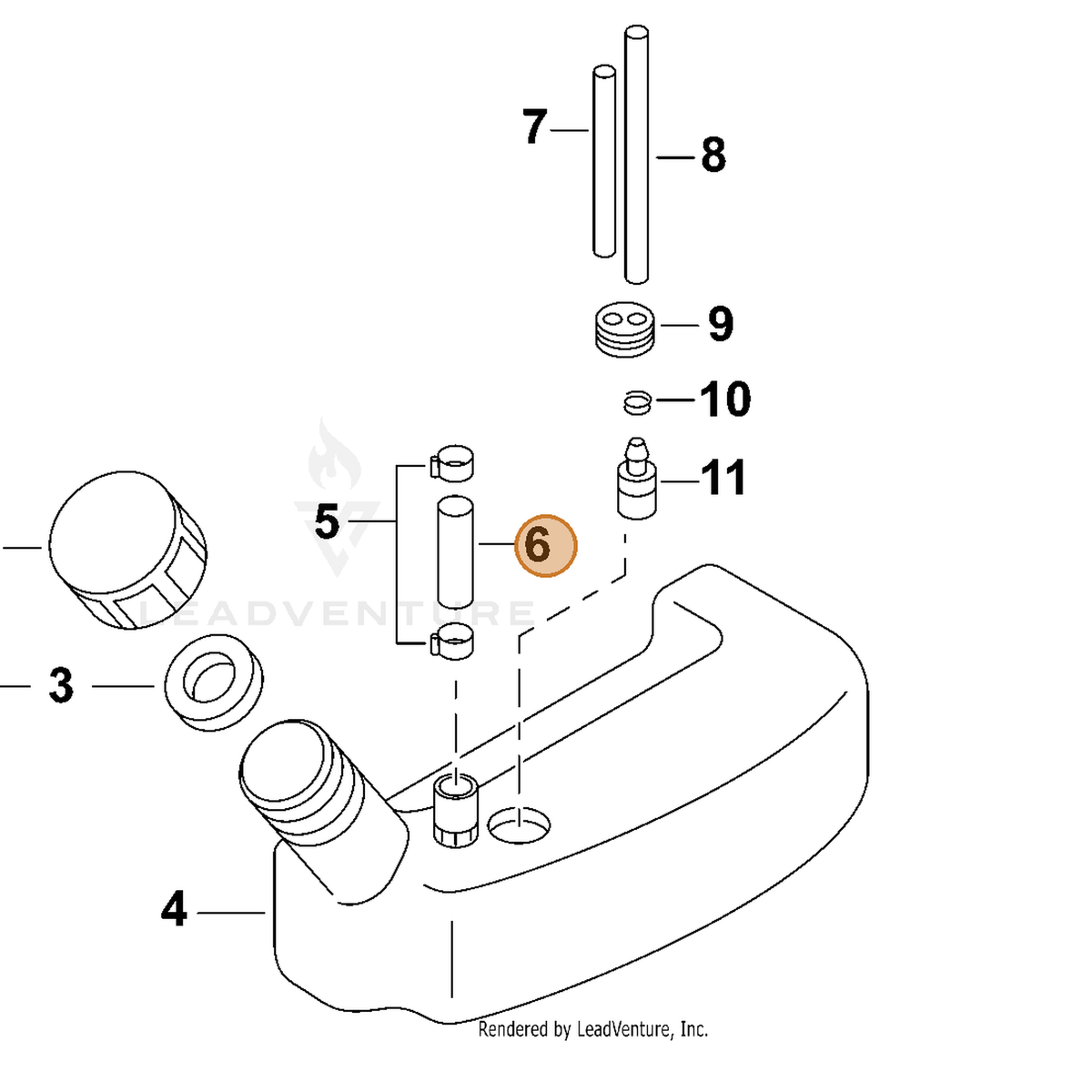 ECHO part 70616006062 — IPL diagram snippet (6x zoom, amber highlight)