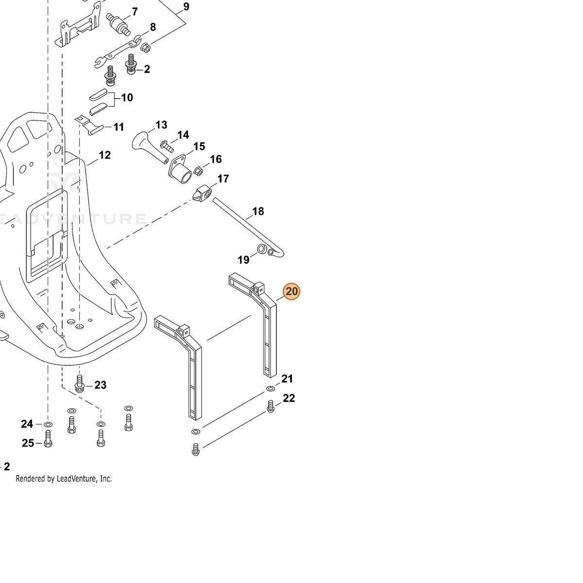 ECHO part 70616010460 — IPL diagram snippet (6x zoom, amber highlight)