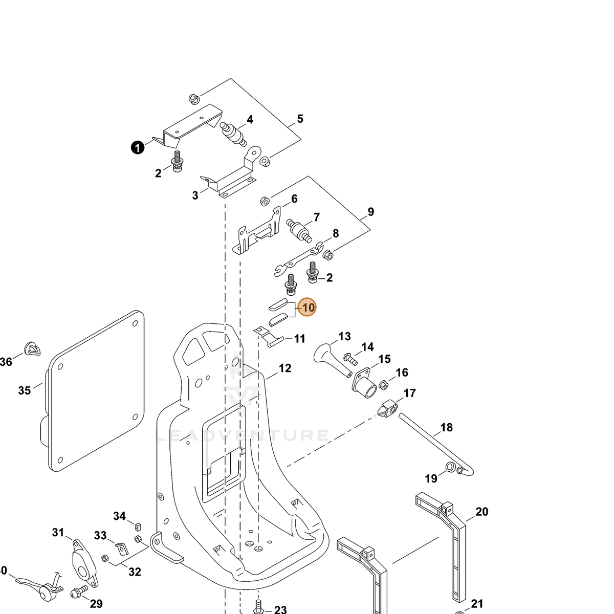 ECHO part 70616016770 — IPL diagram snippet (6x zoom, amber highlight)