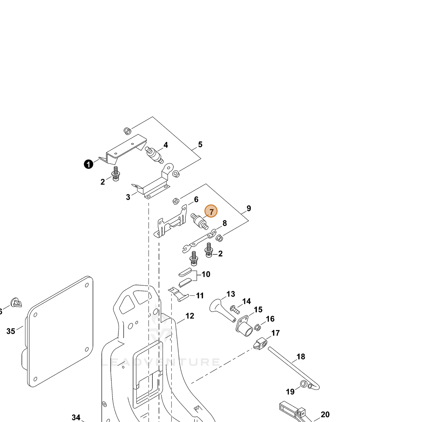 ECHO part 70616017870 — IPL diagram snippet (6x zoom, amber highlight)