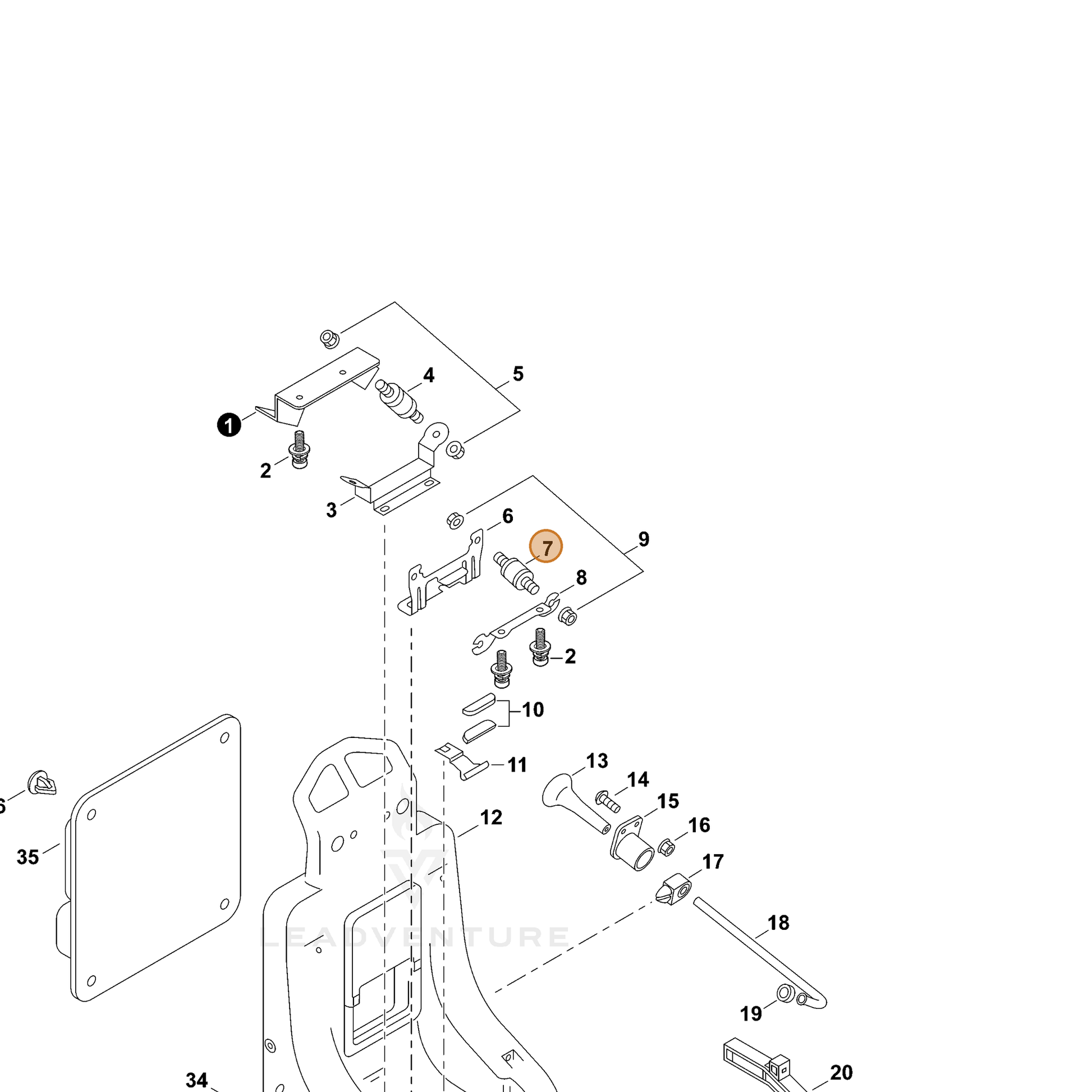 ECHO part 70616017870 — IPL diagram snippet (6x zoom, amber highlight)