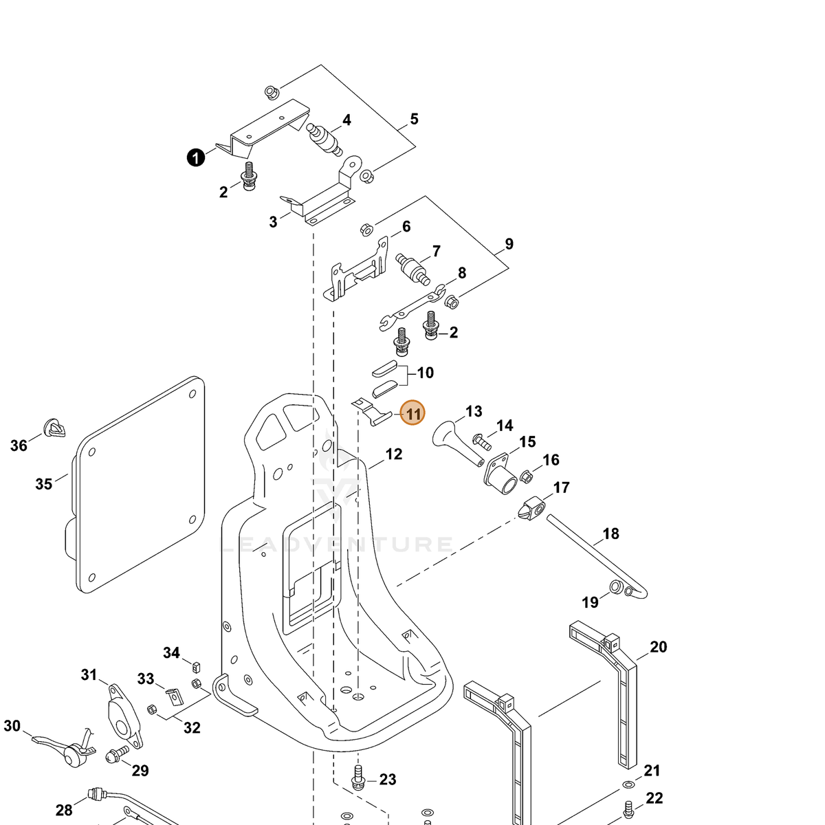 ECHO part 70616021450 — IPL diagram snippet (6x zoom, amber highlight)