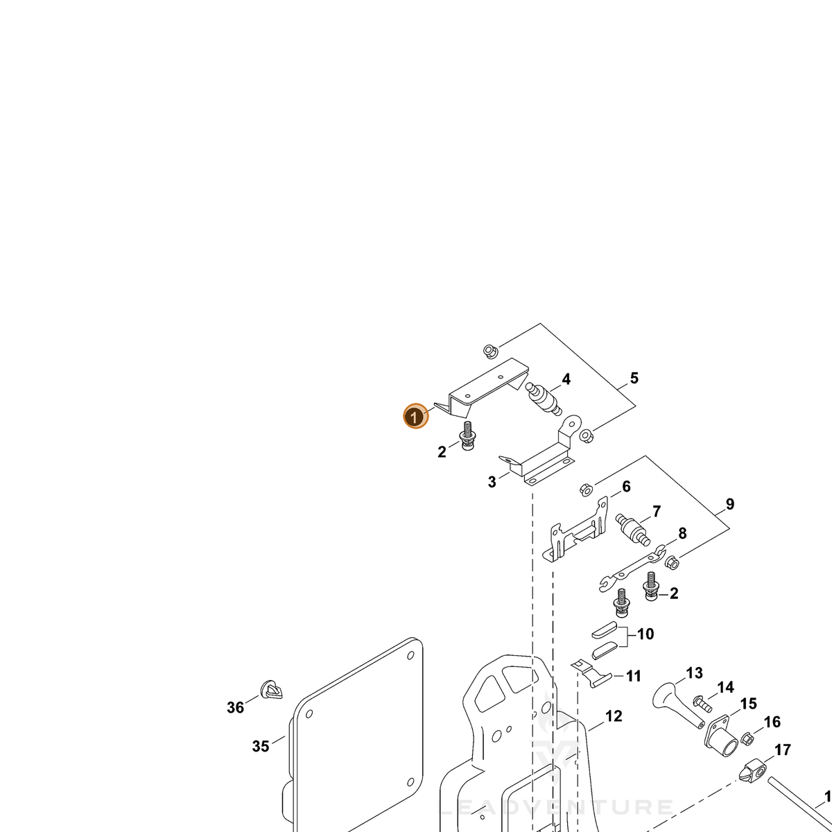 ECHO part 70616025450 — IPL diagram snippet (6x zoom, amber highlight)