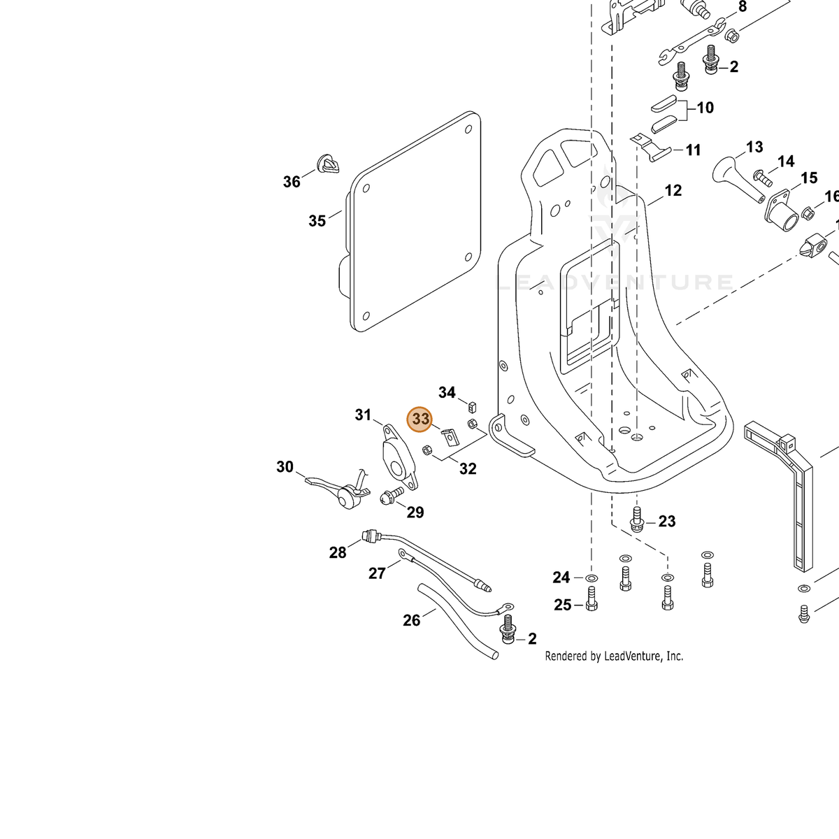 ECHO part 70616027050 — IPL diagram snippet (6x zoom, amber highlight)