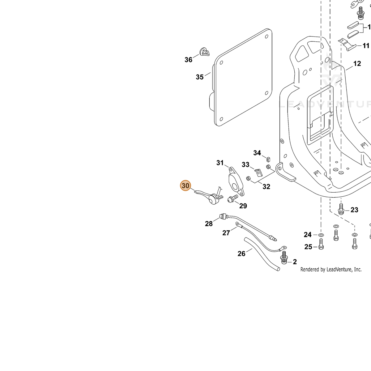 ECHO part 70616029261 — IPL diagram snippet (6x zoom, amber highlight)