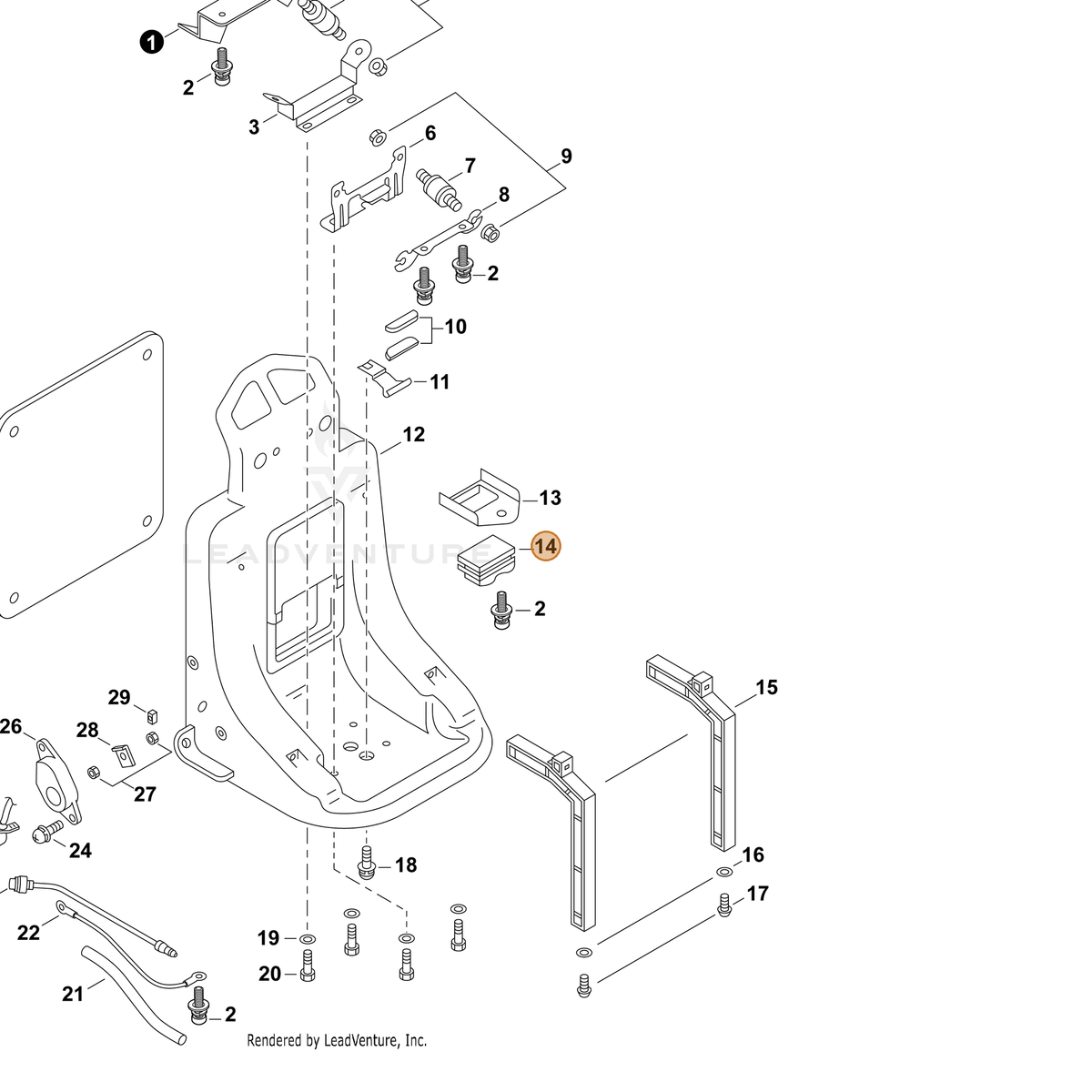 ECHO part 70616035770 — IPL diagram snippet (6x zoom, amber highlight)
