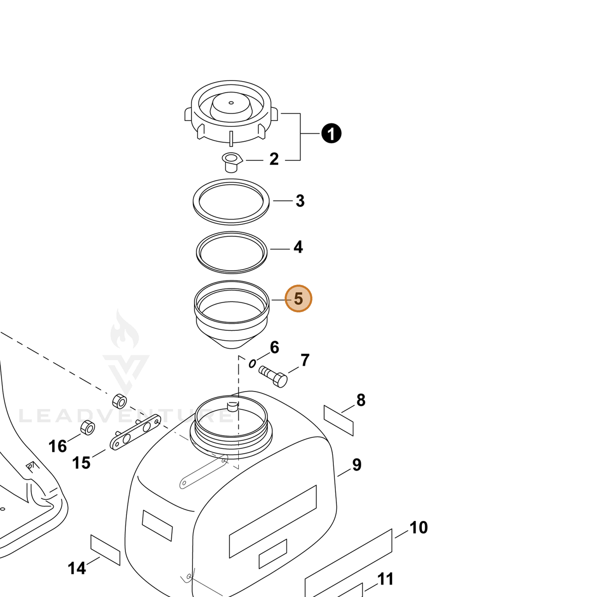ECHO part 70617004761 — IPL diagram snippet (6x zoom, amber highlight)