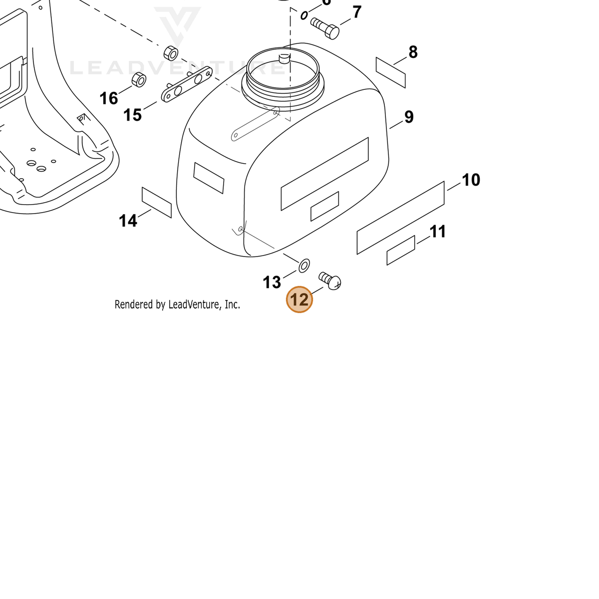 ECHO part 70617010910 — IPL diagram snippet (6x zoom, amber highlight)