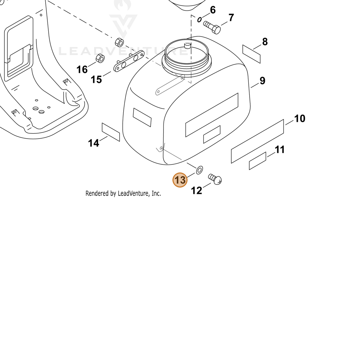 ECHO part 70617011850 — IPL diagram snippet (6x zoom, amber highlight)