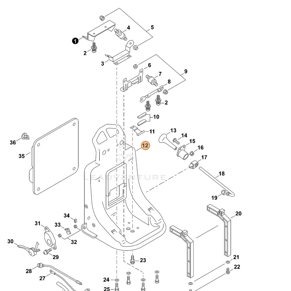 ECHO part 70617016A62 — IPL diagram snippet (6x zoom, amber highlight)