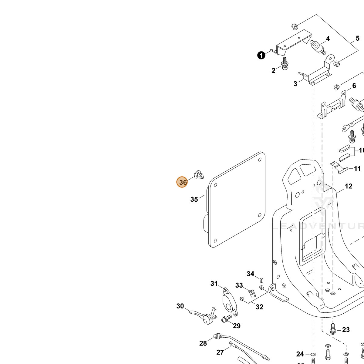 ECHO part 70617019062 — IPL diagram snippet (6x zoom, amber highlight)