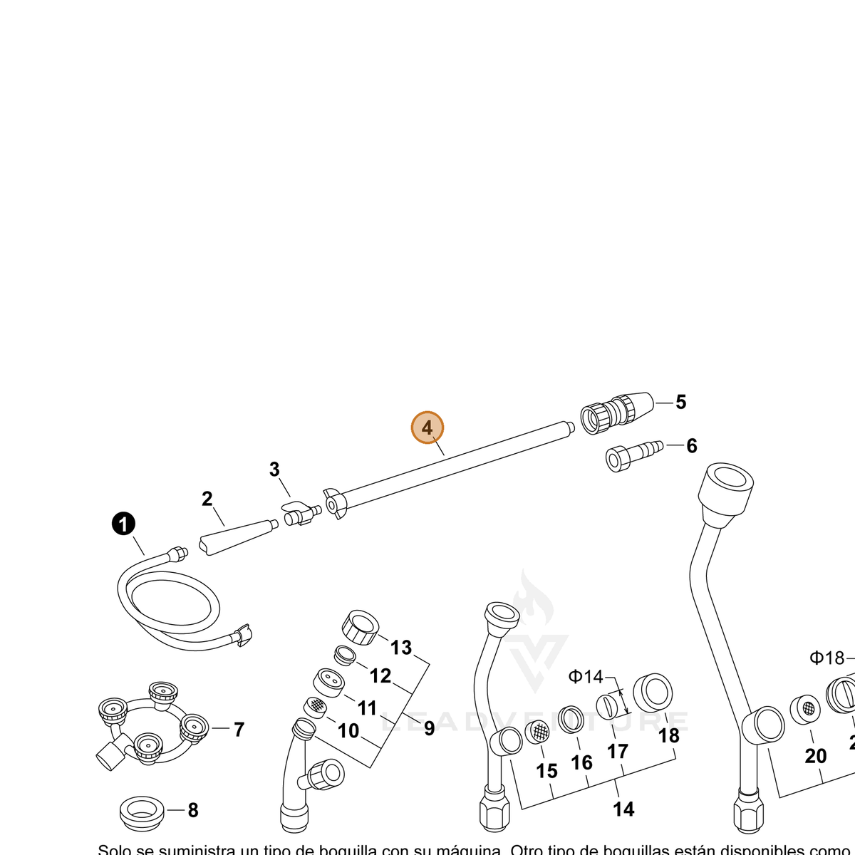 ECHO part 70617027724 — IPL diagram snippet (6x zoom, amber highlight)
