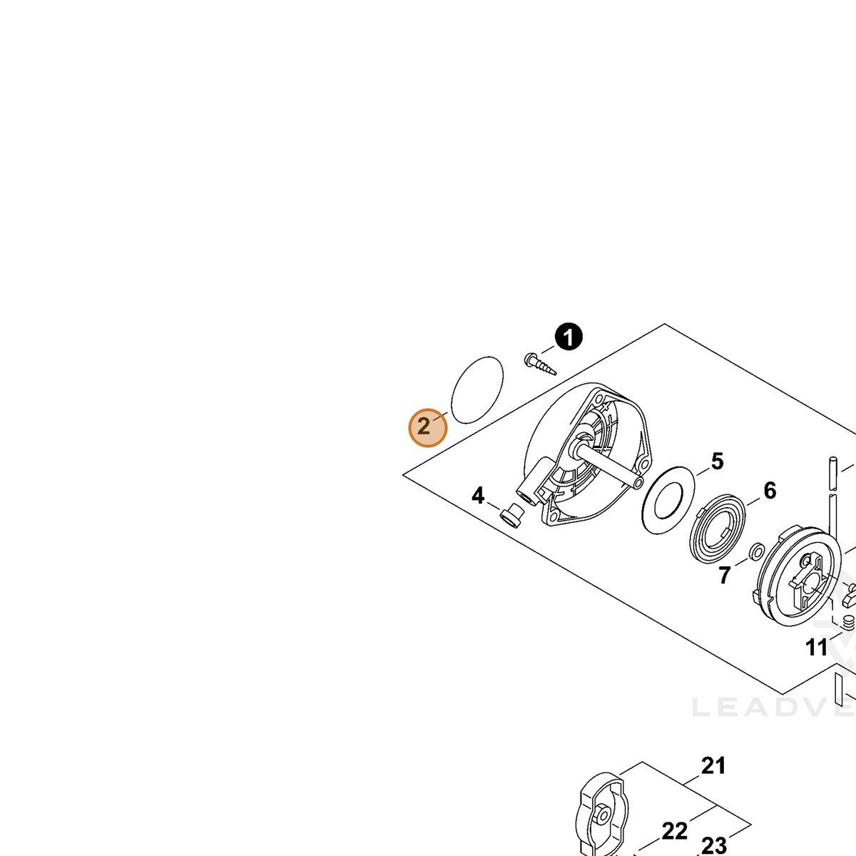 ECHO part 70642031090 — IPL diagram snippet (6x zoom, amber highlight)