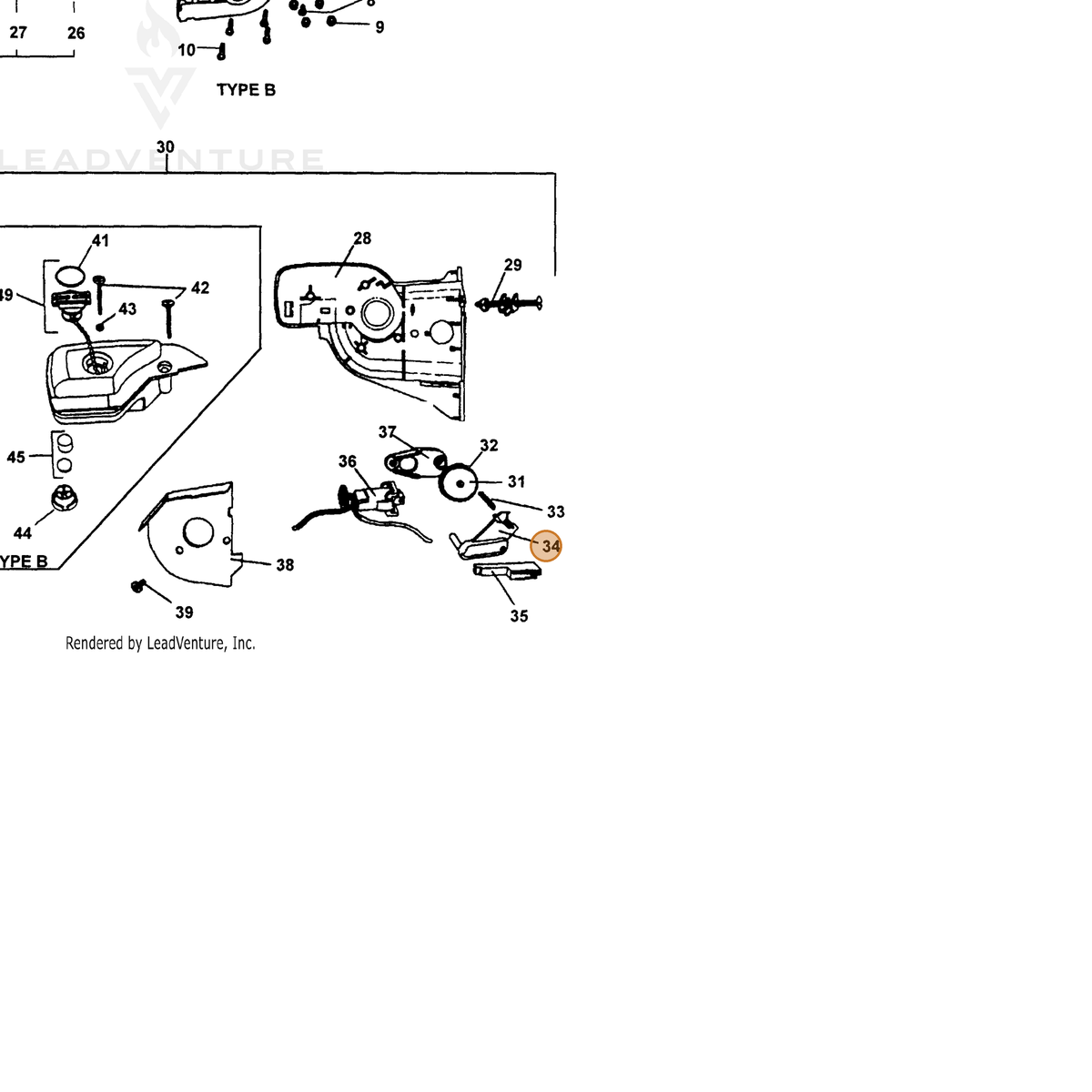 ECHO part 70700022360 — IPL diagram snippet (6x zoom, amber highlight)