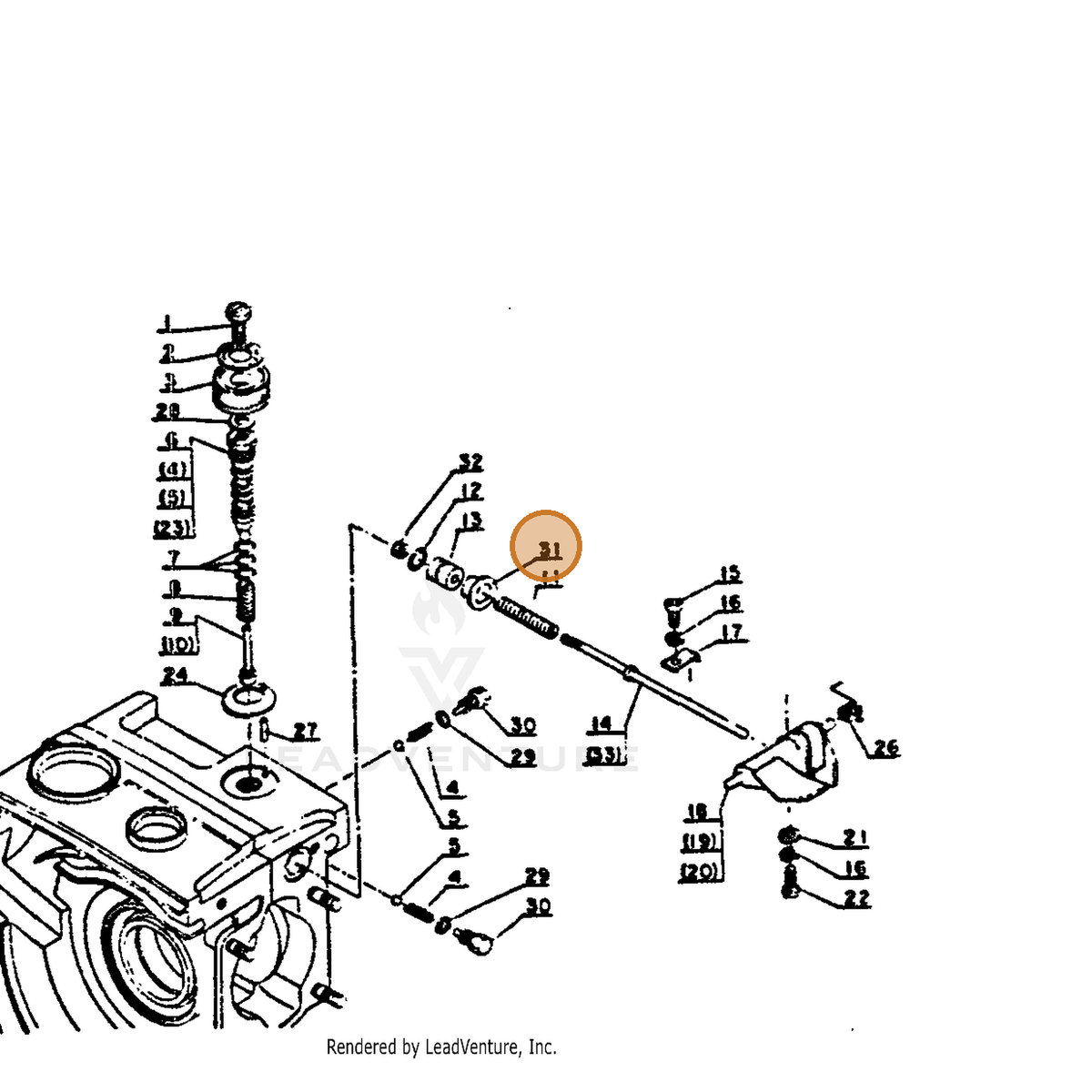 ECHO part 70702203431 — IPL diagram snippet (6x zoom, amber highlight)