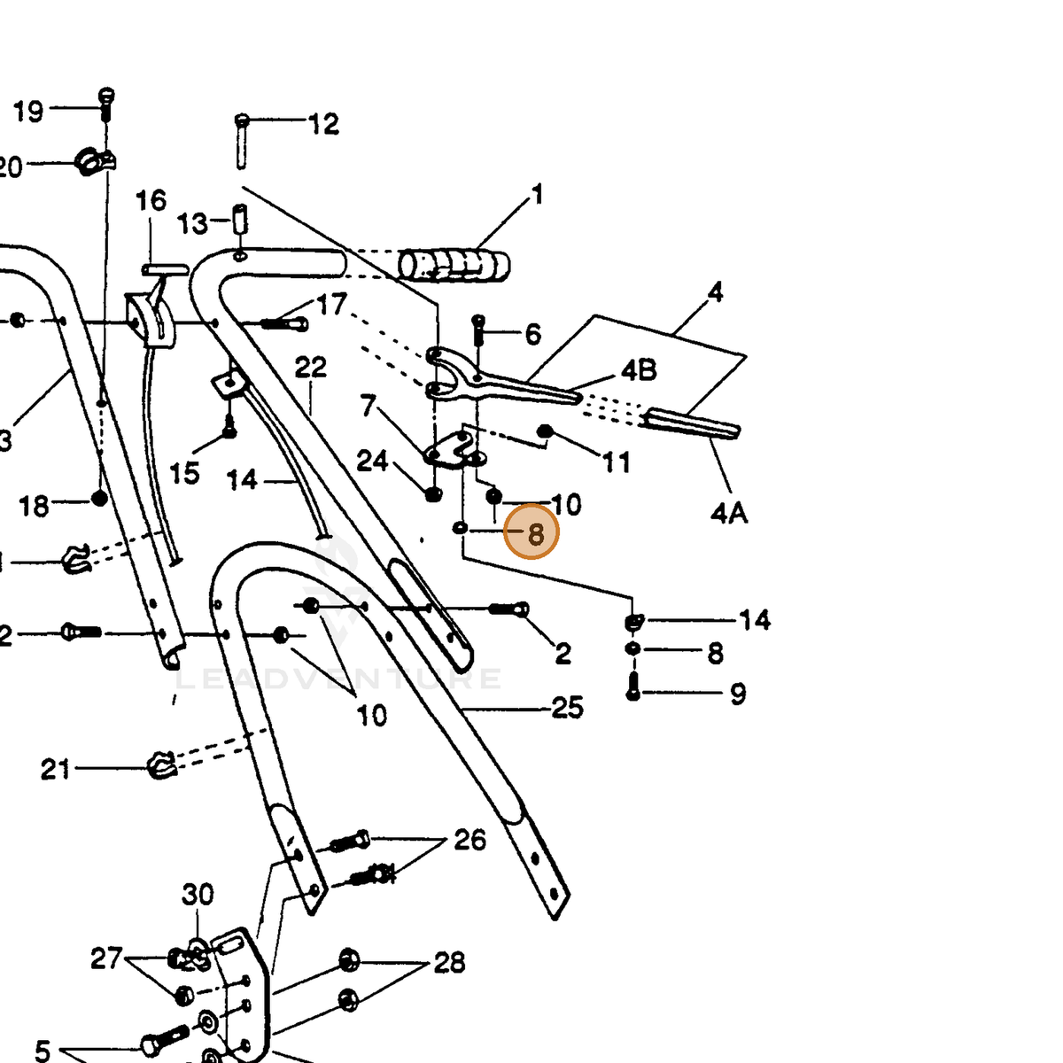 ECHO part 710213025 — IPL diagram snippet (6x zoom, amber highlight)