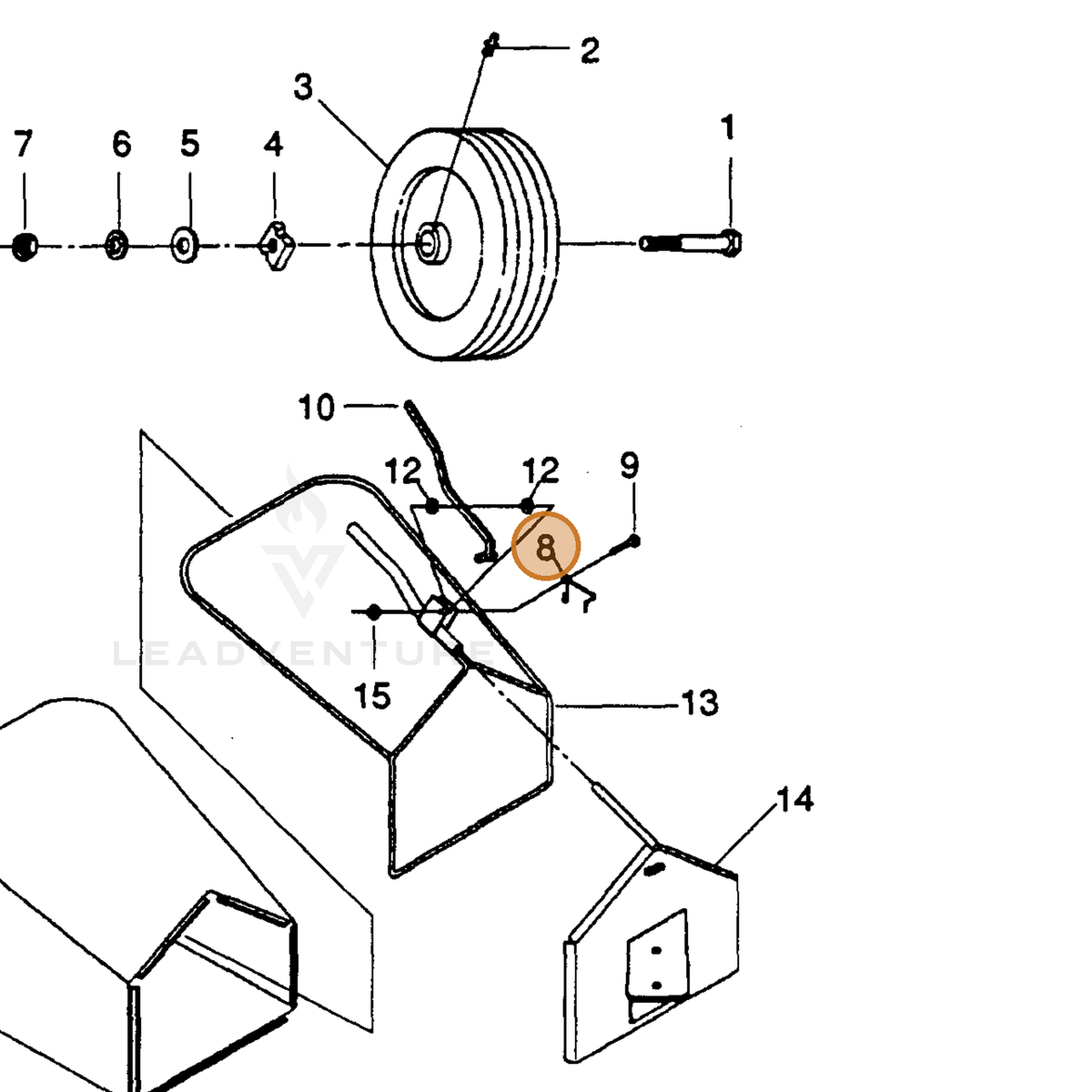 ECHO part 710213108 — IPL diagram snippet (6x zoom, amber highlight)