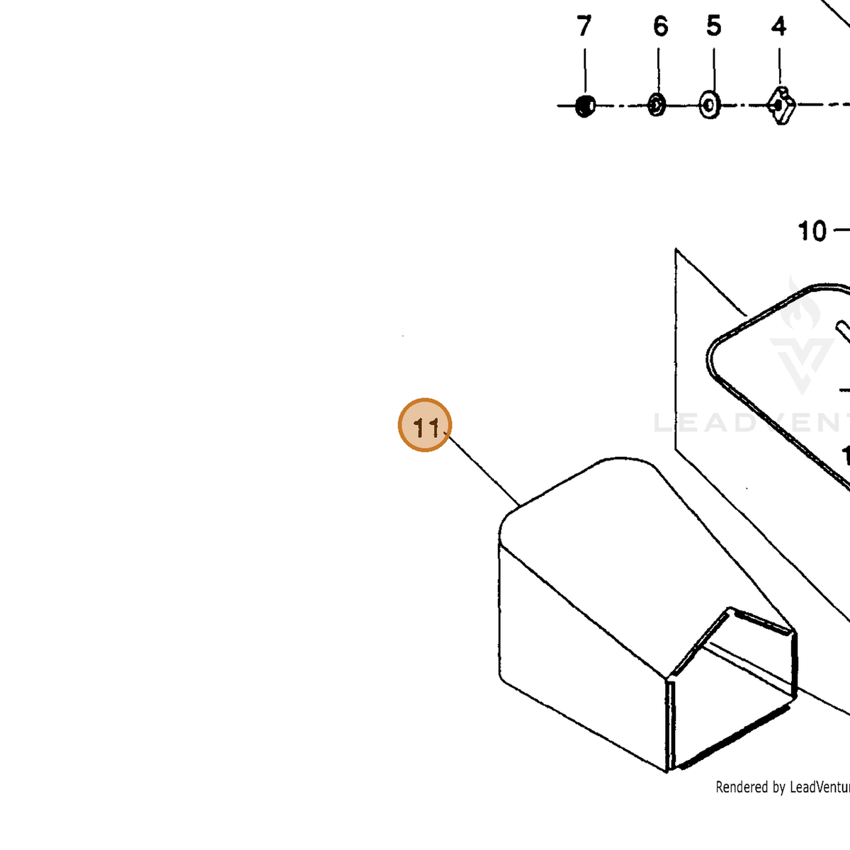 ECHO part 710213205 — IPL diagram snippet (6x zoom, amber highlight)