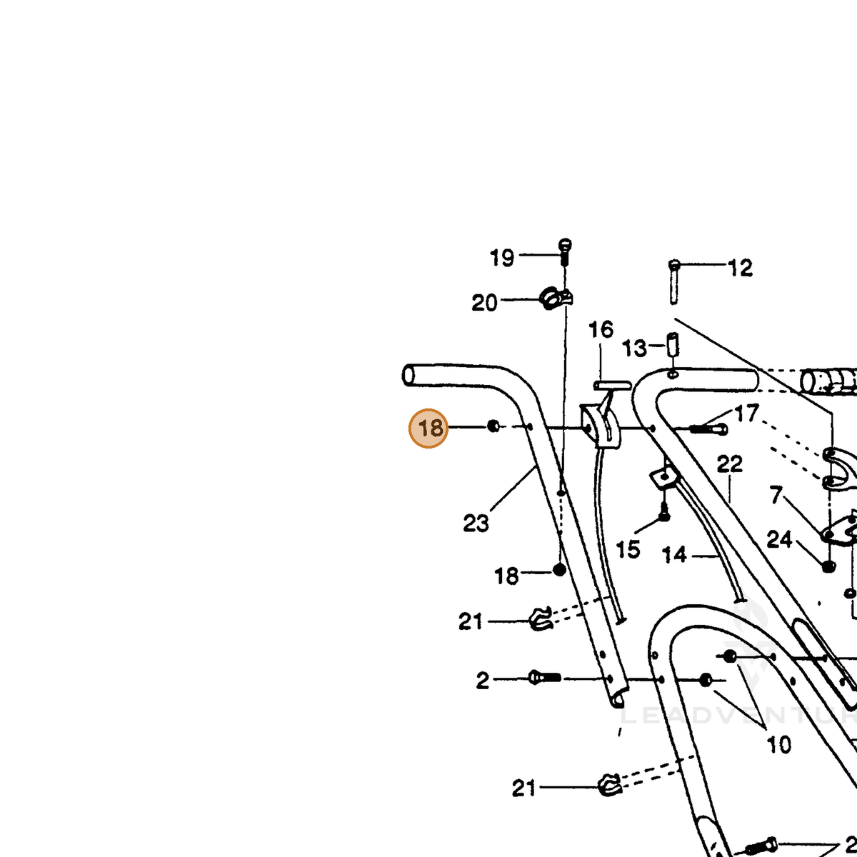 ECHO part 710804255 — IPL diagram snippet (6x zoom, amber highlight)