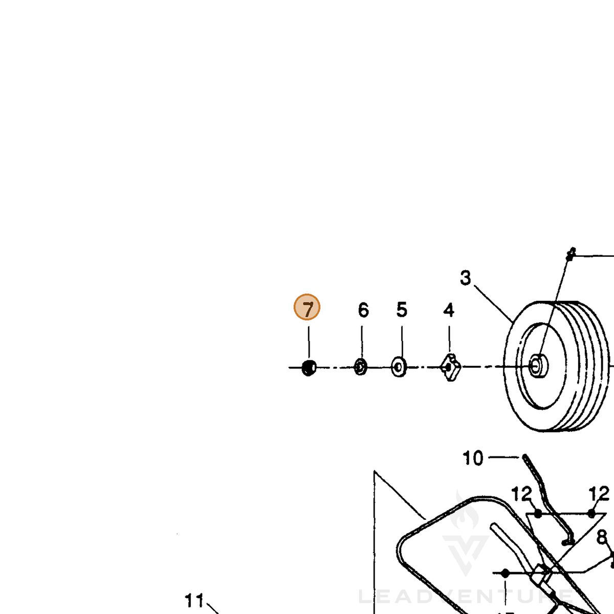 ECHO part 710804509 — IPL diagram snippet (6x zoom, amber highlight)