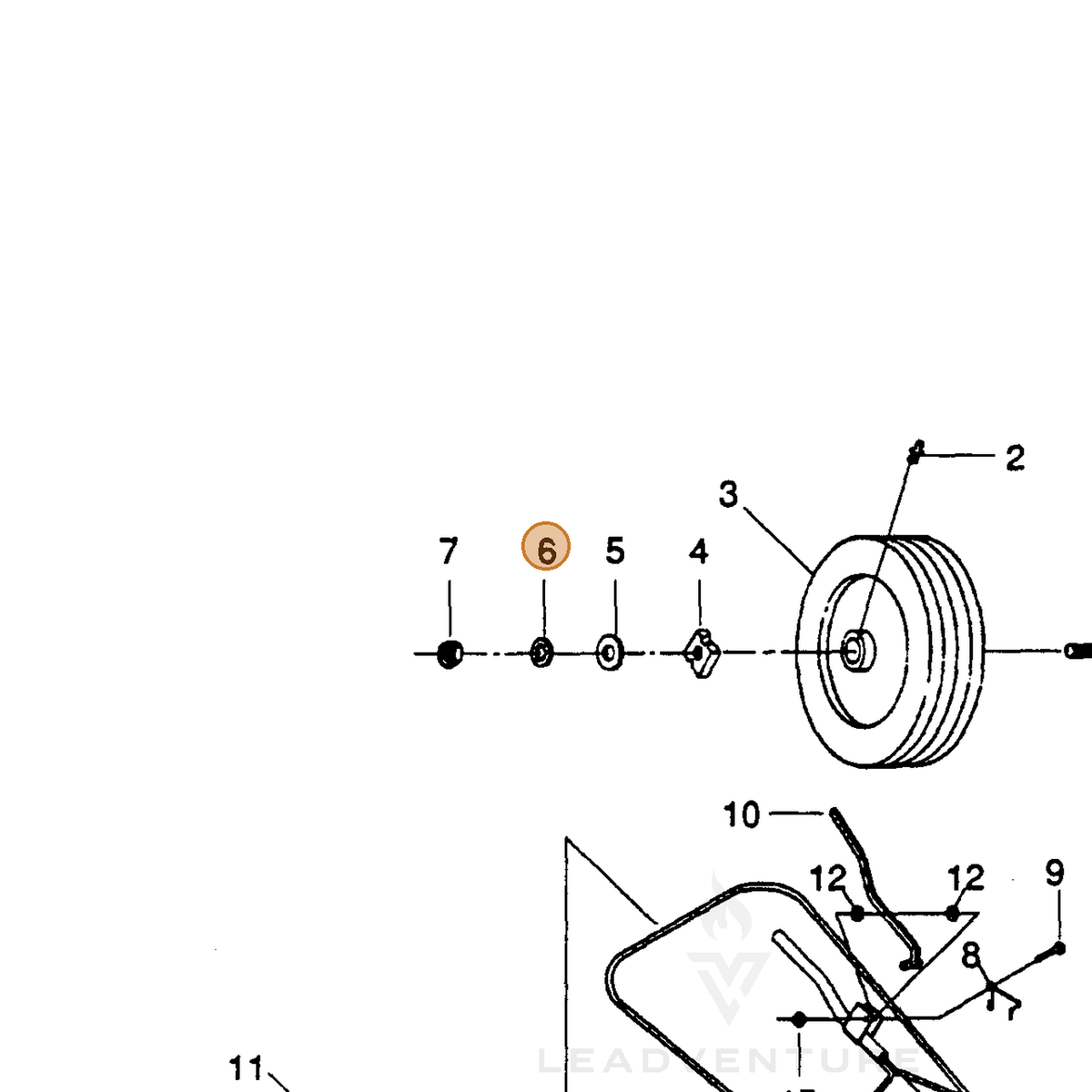 ECHO part 710805504 — IPL diagram snippet (6x zoom, amber highlight)