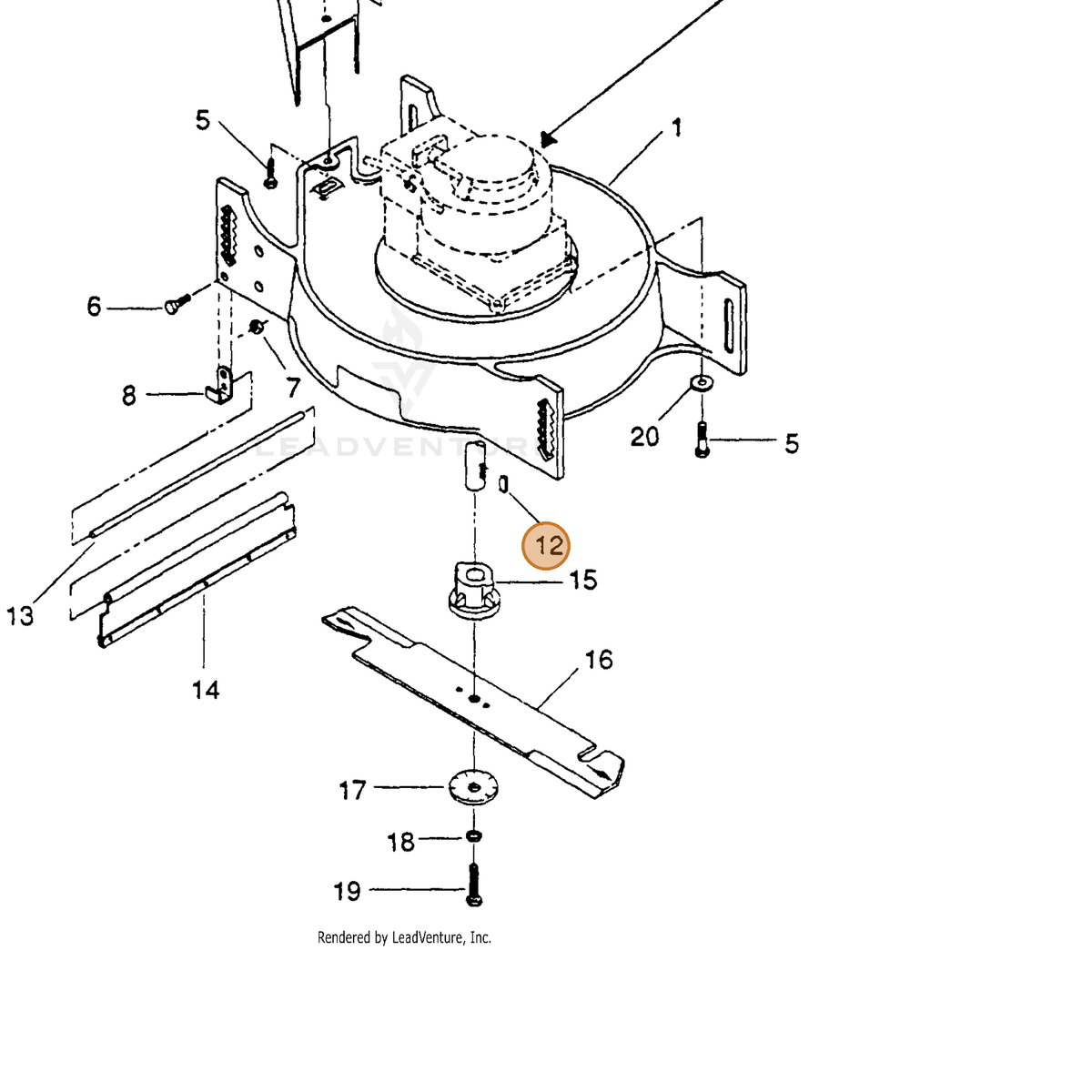 ECHO part 710807005 — IPL diagram snippet (6x zoom, amber highlight)