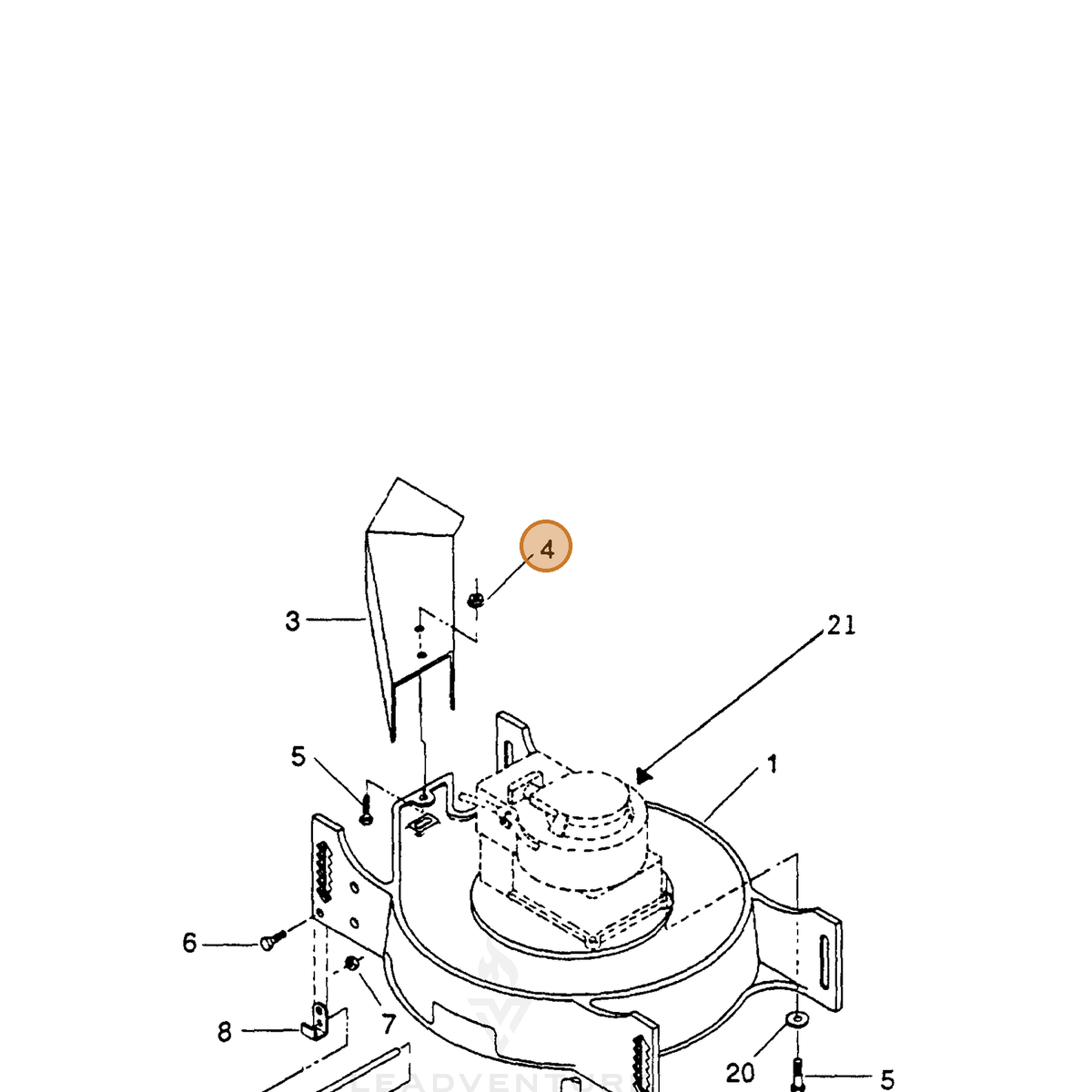 ECHO part 710809001 — IPL diagram snippet (6x zoom, amber highlight)