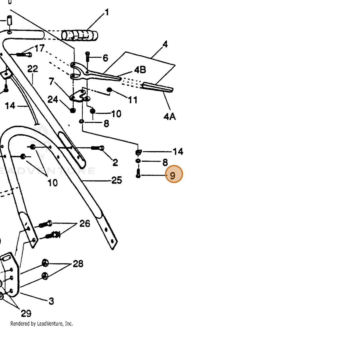 ECHO part 710809010 — IPL diagram snippet (6x zoom, amber highlight)
