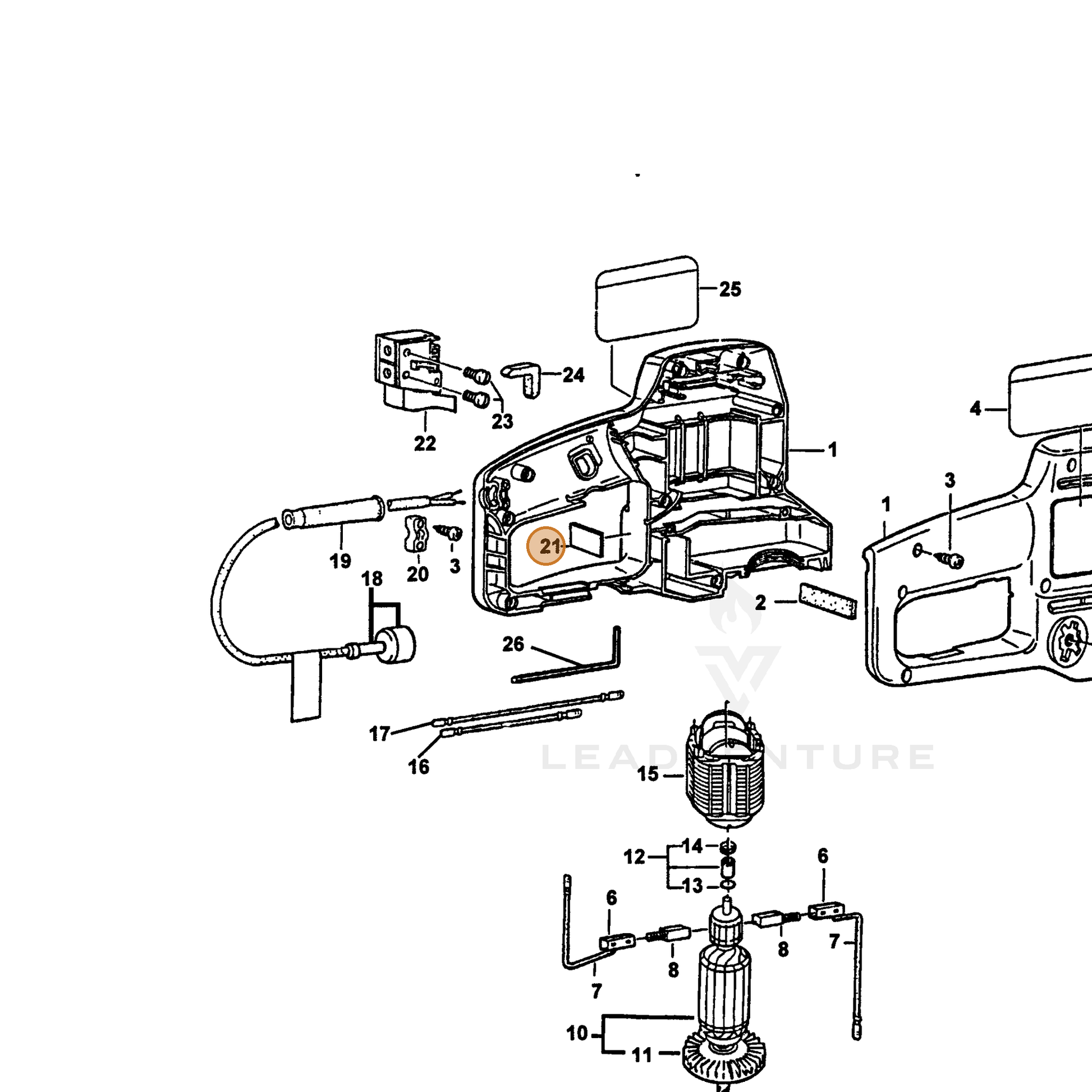ECHO part 71601110449 — IPL diagram snippet (6x zoom, amber highlight)