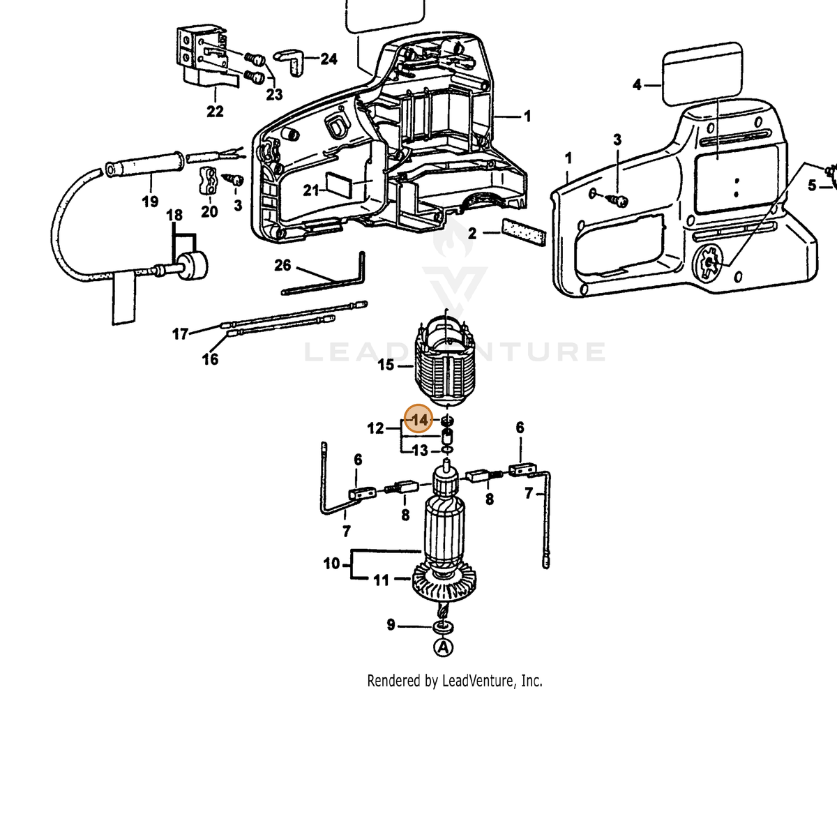 ECHO part 71610210014 — IPL diagram snippet (6x zoom, amber highlight)