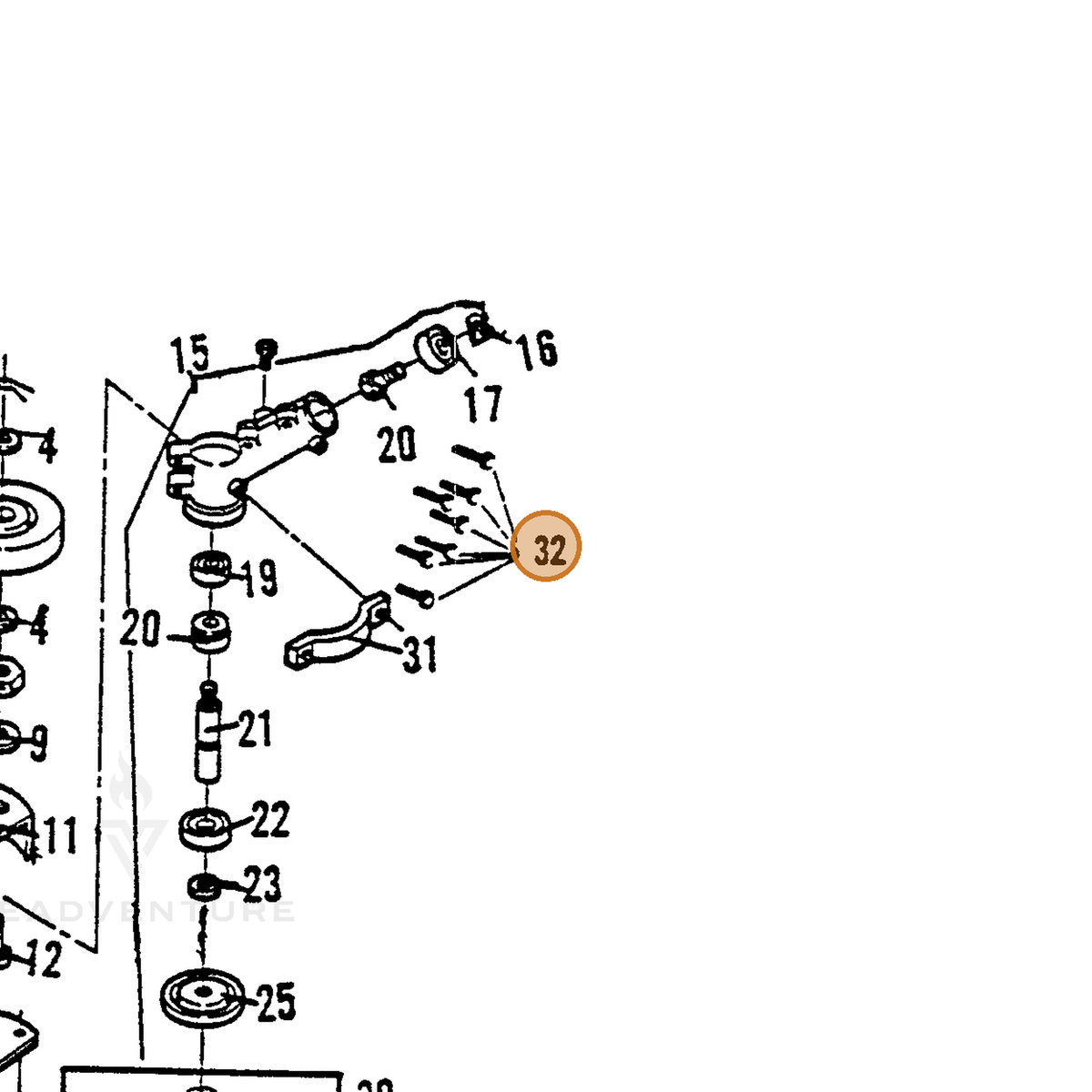 ECHO part 720011309 — IPL diagram snippet (6x zoom, amber highlight)
