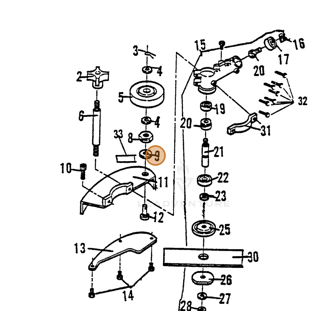 ECHO part 720041007 — IPL diagram snippet (6x zoom, amber highlight)