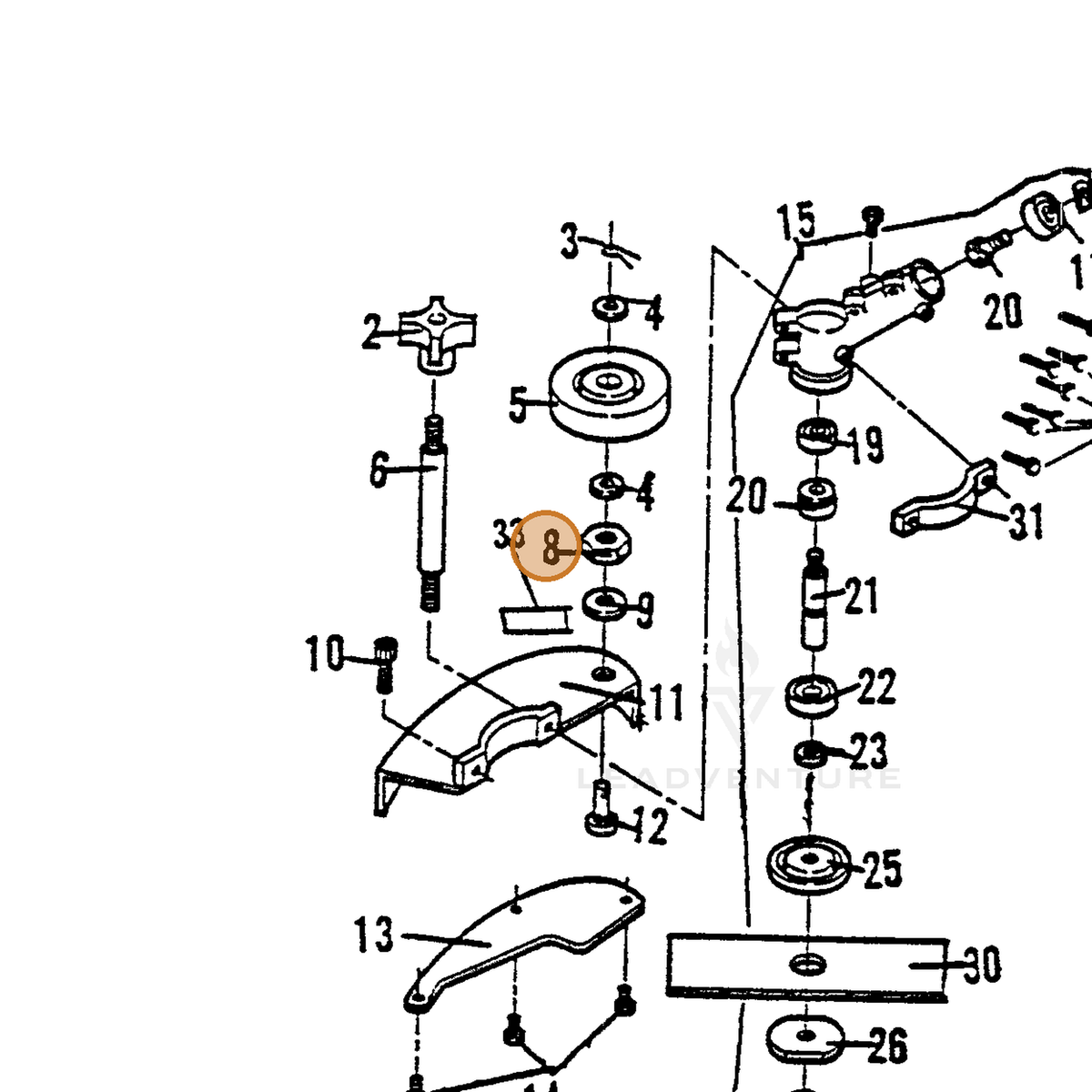 ECHO part 720051017 — IPL diagram snippet (6x zoom, amber highlight)