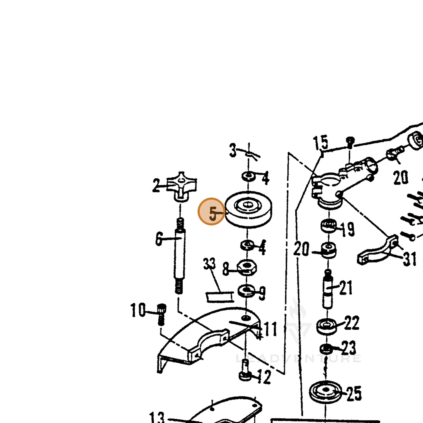 ECHO part 720235101 — IPL diagram snippet (6x zoom, amber highlight)