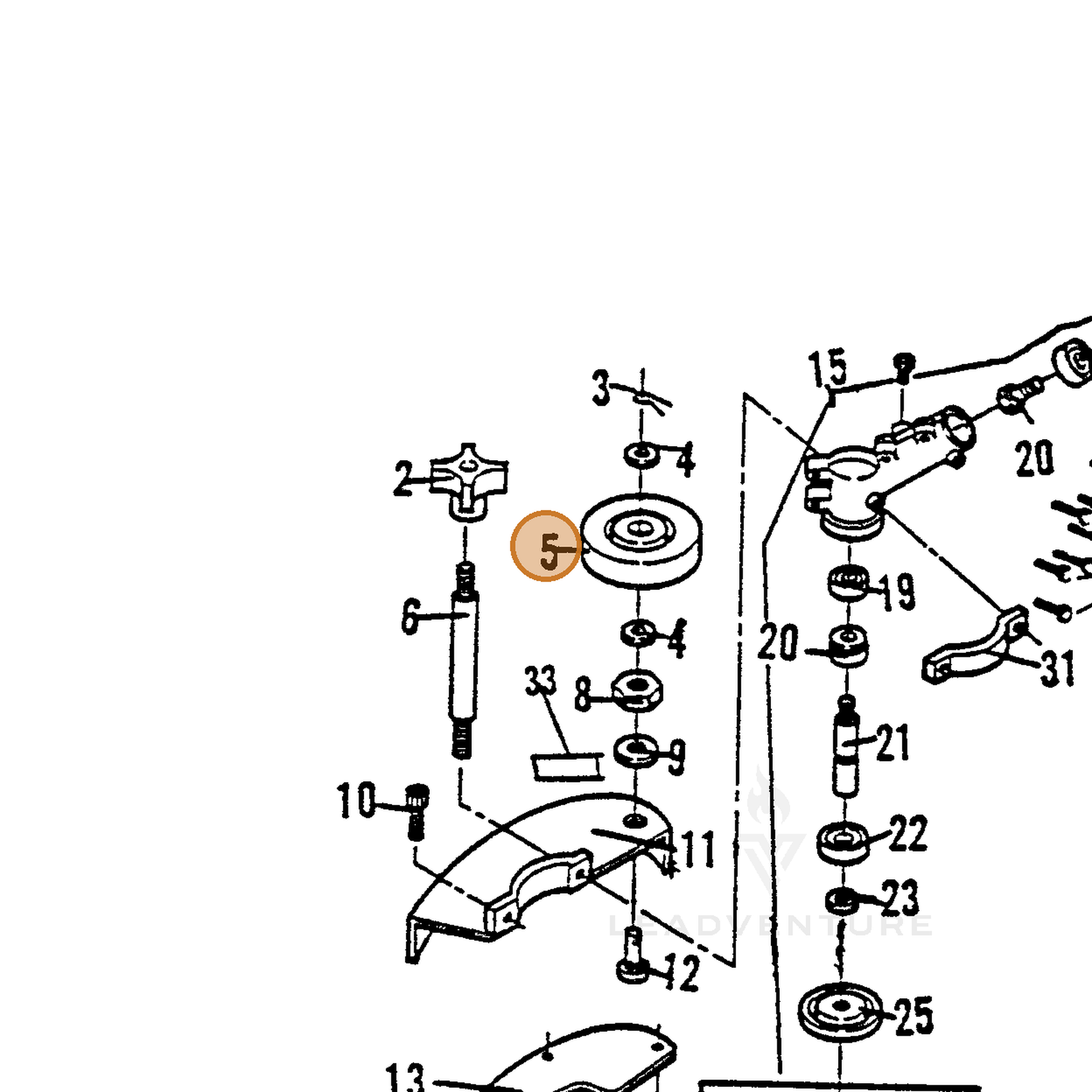 ECHO part 720235101 — IPL diagram snippet (6x zoom, amber highlight)