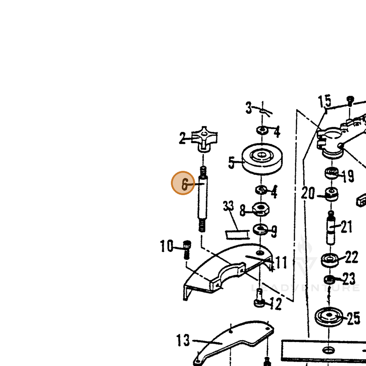 ECHO part 720236707 — IPL diagram snippet (6x zoom, amber highlight)