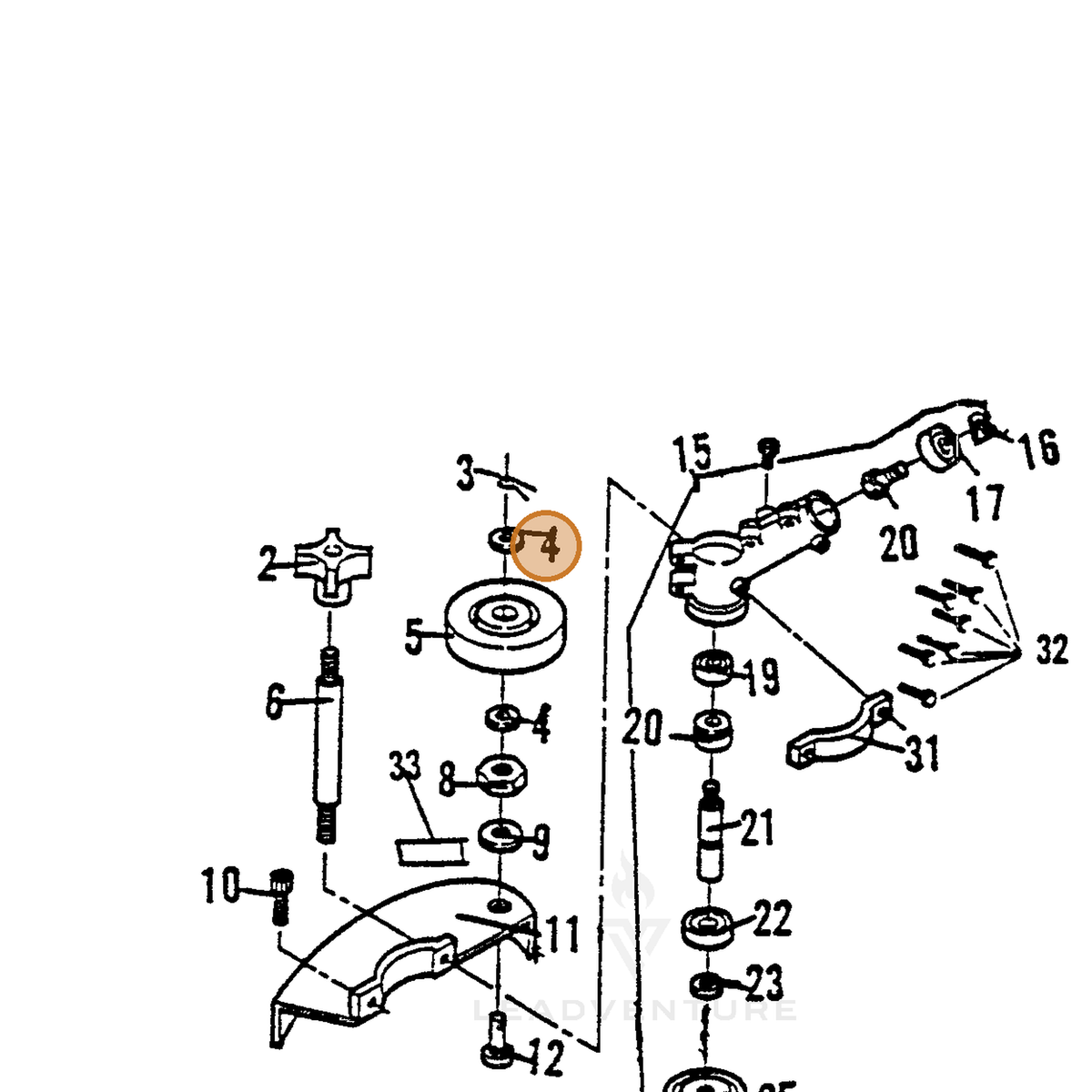 ECHO part 720236908 — IPL diagram snippet (6x zoom, amber highlight)