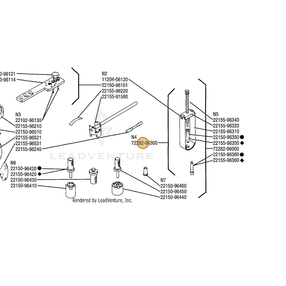 ECHO part 72282-96300 — IPL diagram snippet (6x zoom, amber highlight)
