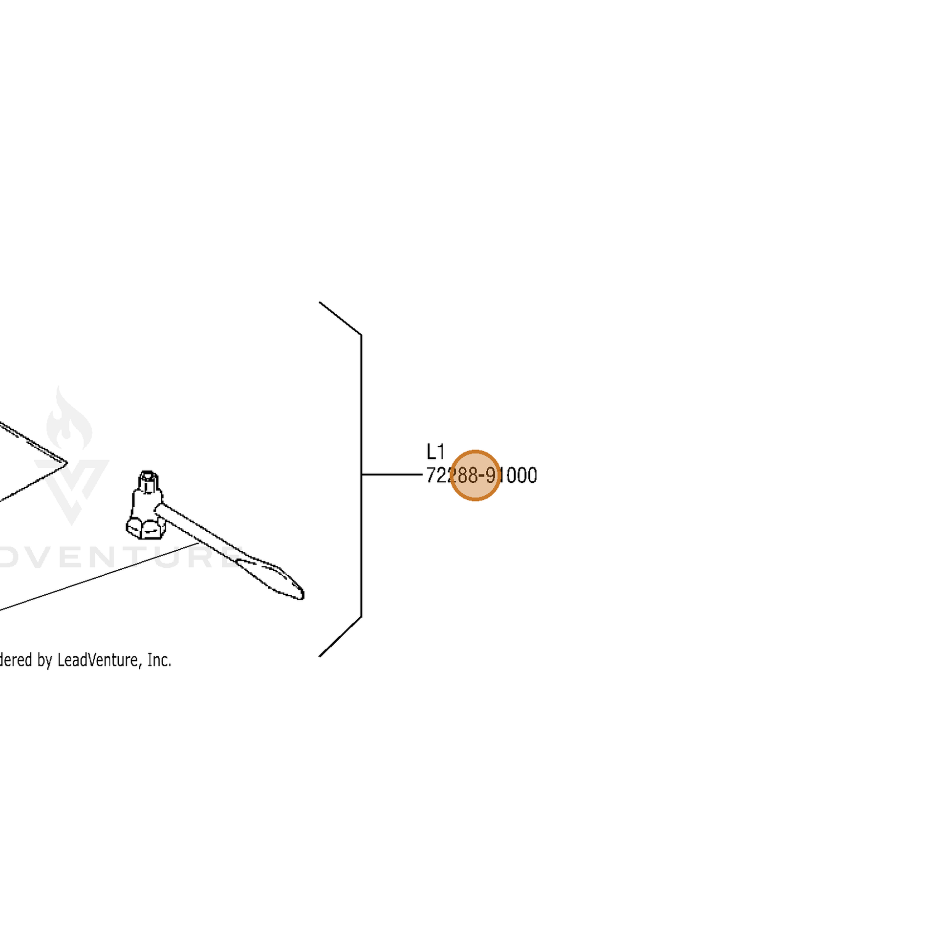 ECHO part 72288-91000 — IPL diagram snippet (6x zoom, amber highlight)