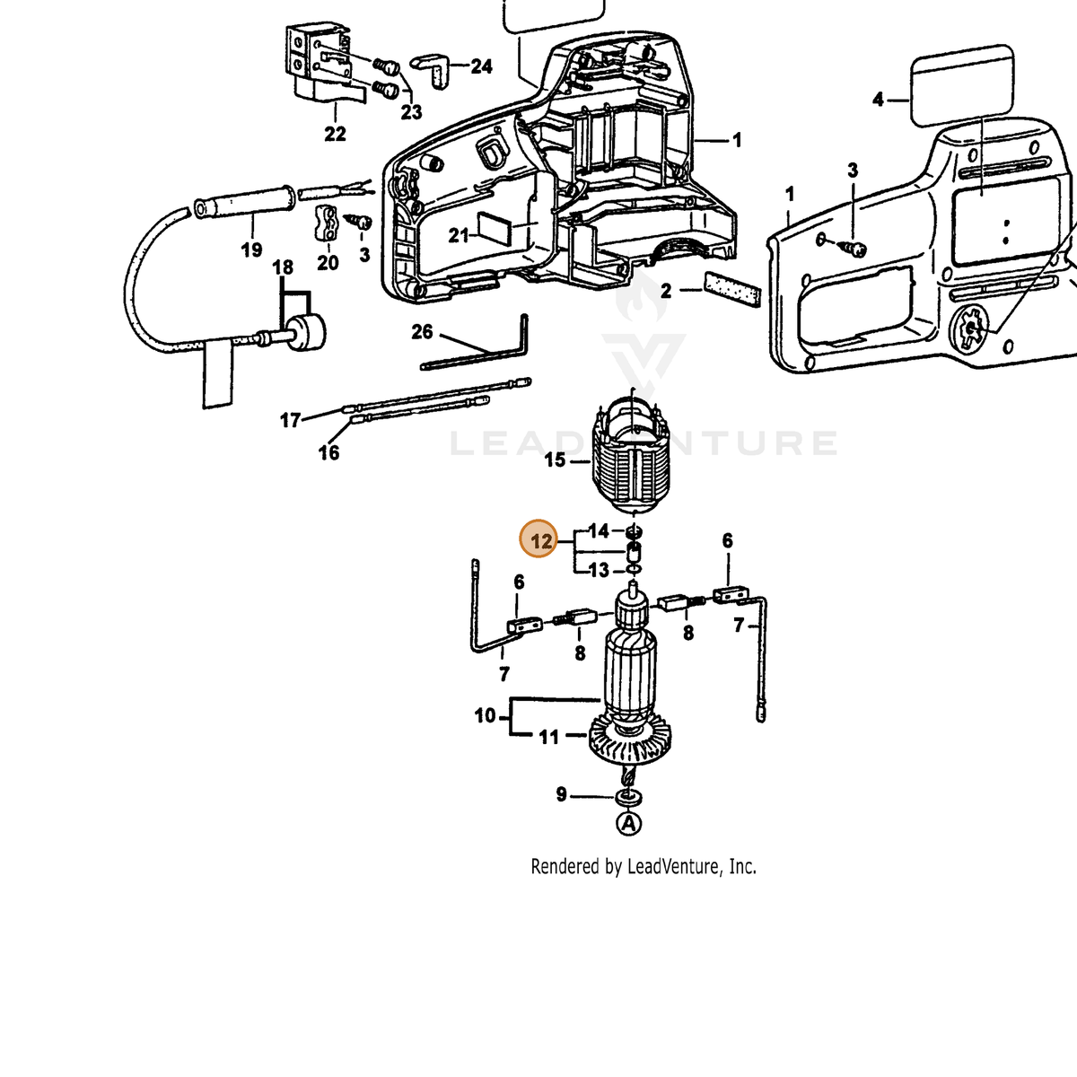ECHO part 72600301024 — IPL diagram snippet (6x zoom, amber highlight)