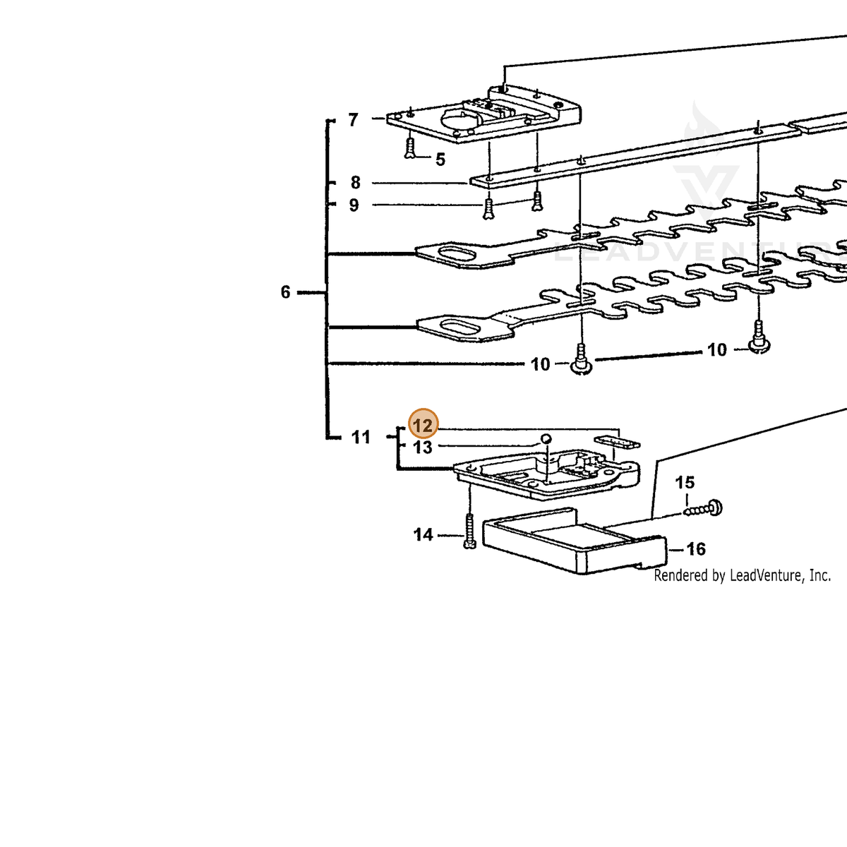 ECHO part 72601005002 — IPL diagram snippet (6x zoom, amber highlight)