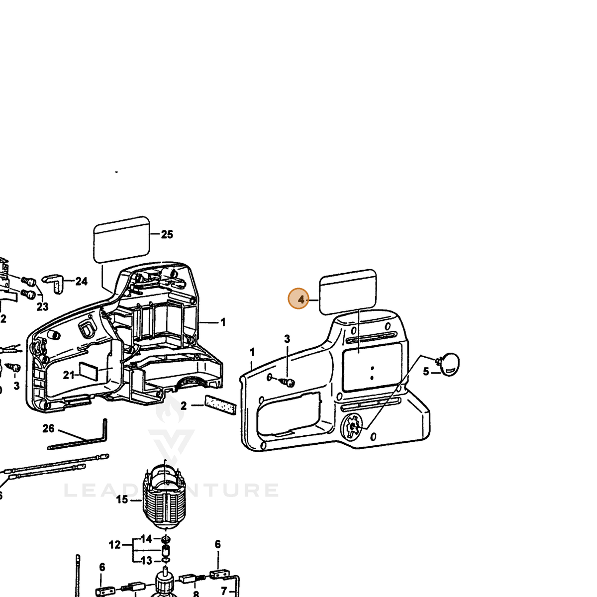 ECHO part 72601118751 — IPL diagram snippet (6x zoom, amber highlight)